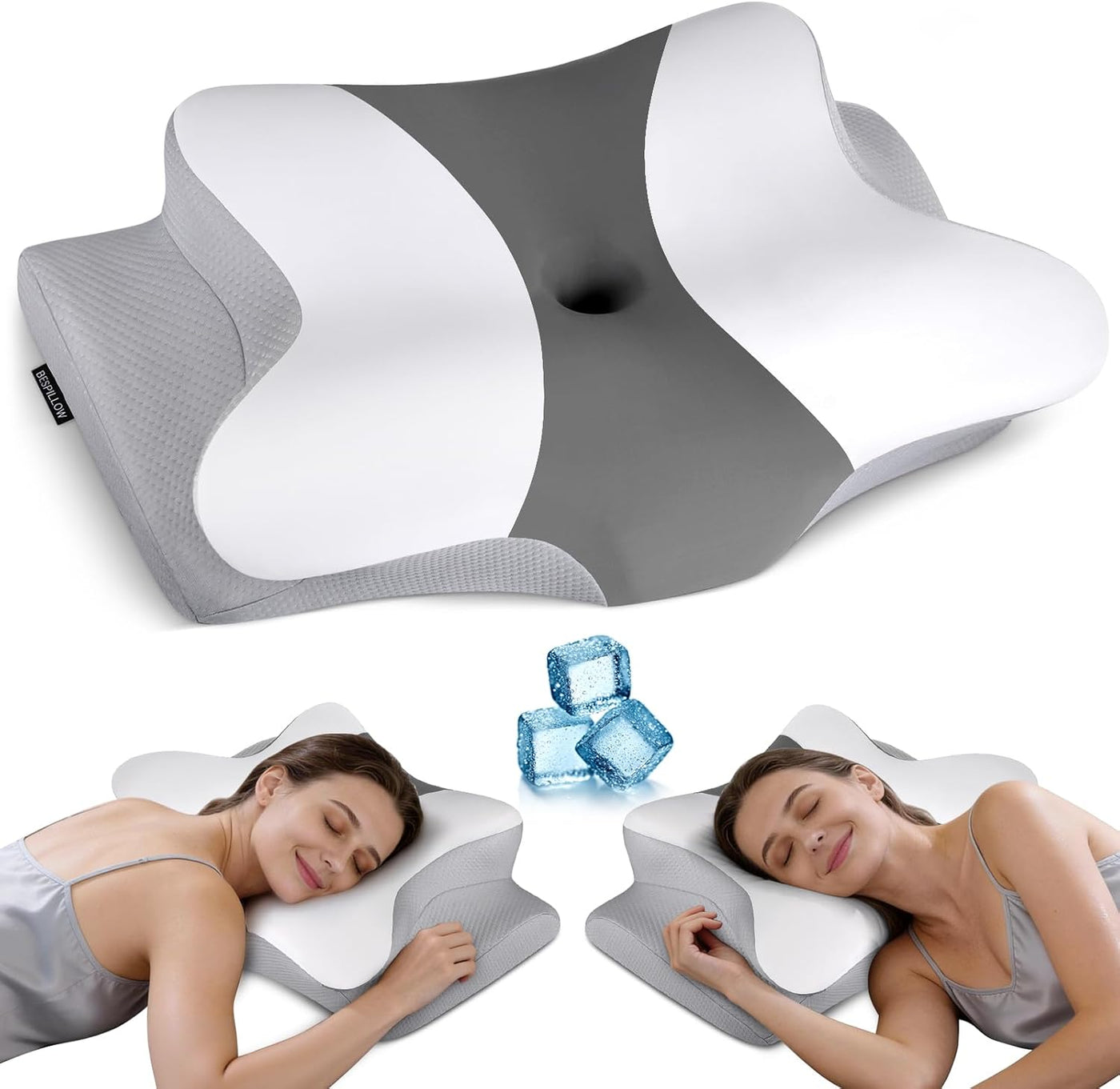 Cervicac Almohada cervical para aliviar el dolor, almohada ergonómi...
