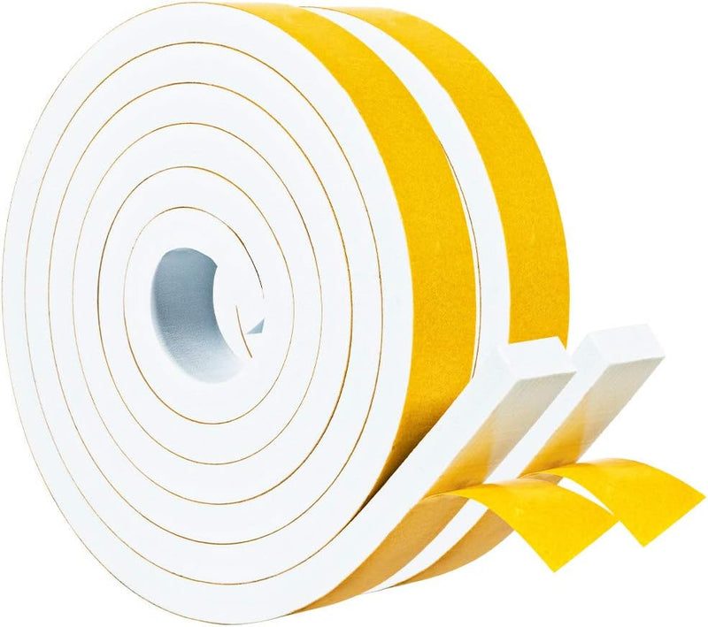 Yotache - Tiras de espuma blanca con adhesivo, 2 rollos de 1" x...