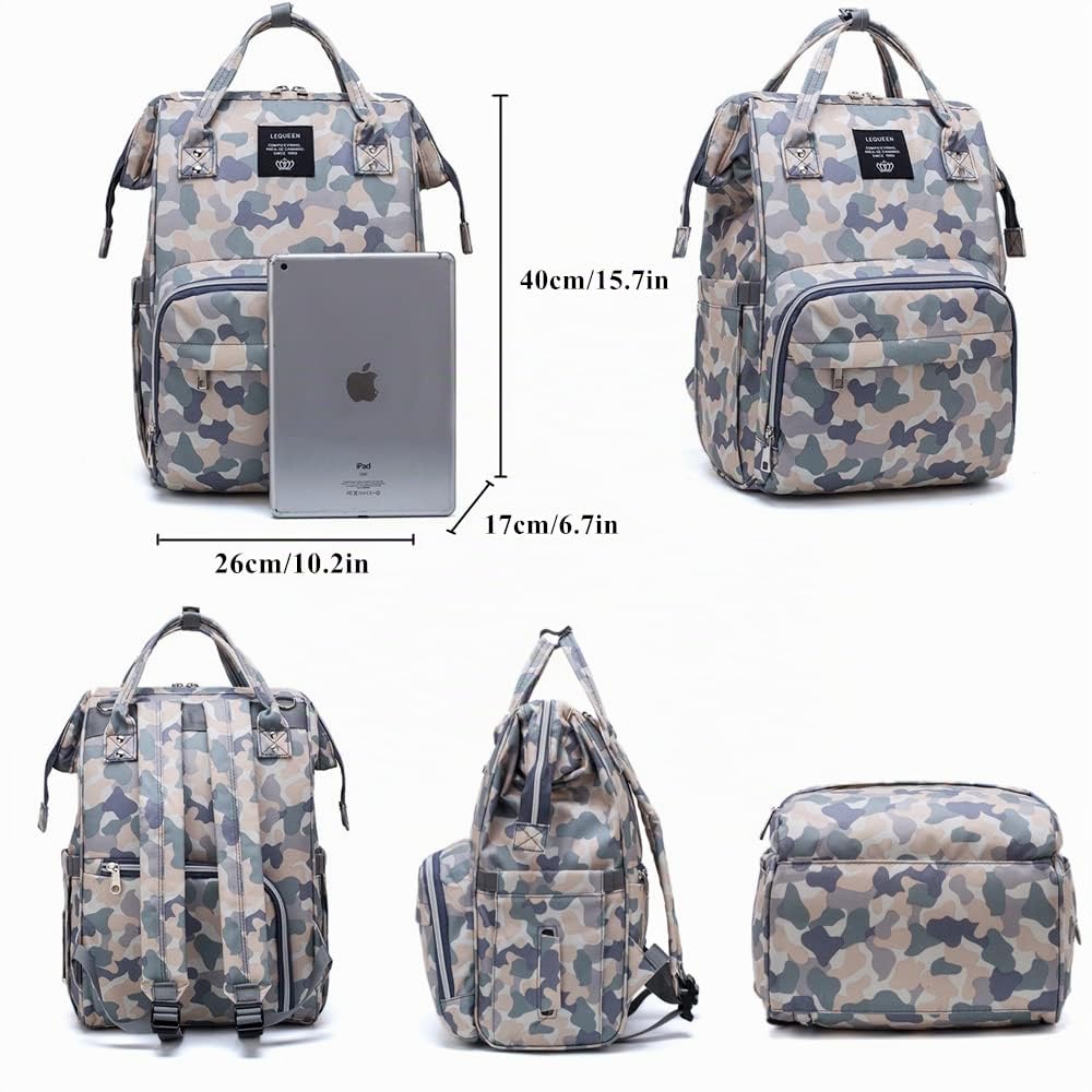 Mochila de pañales de camuflaje multifunción para el cuidado del be...