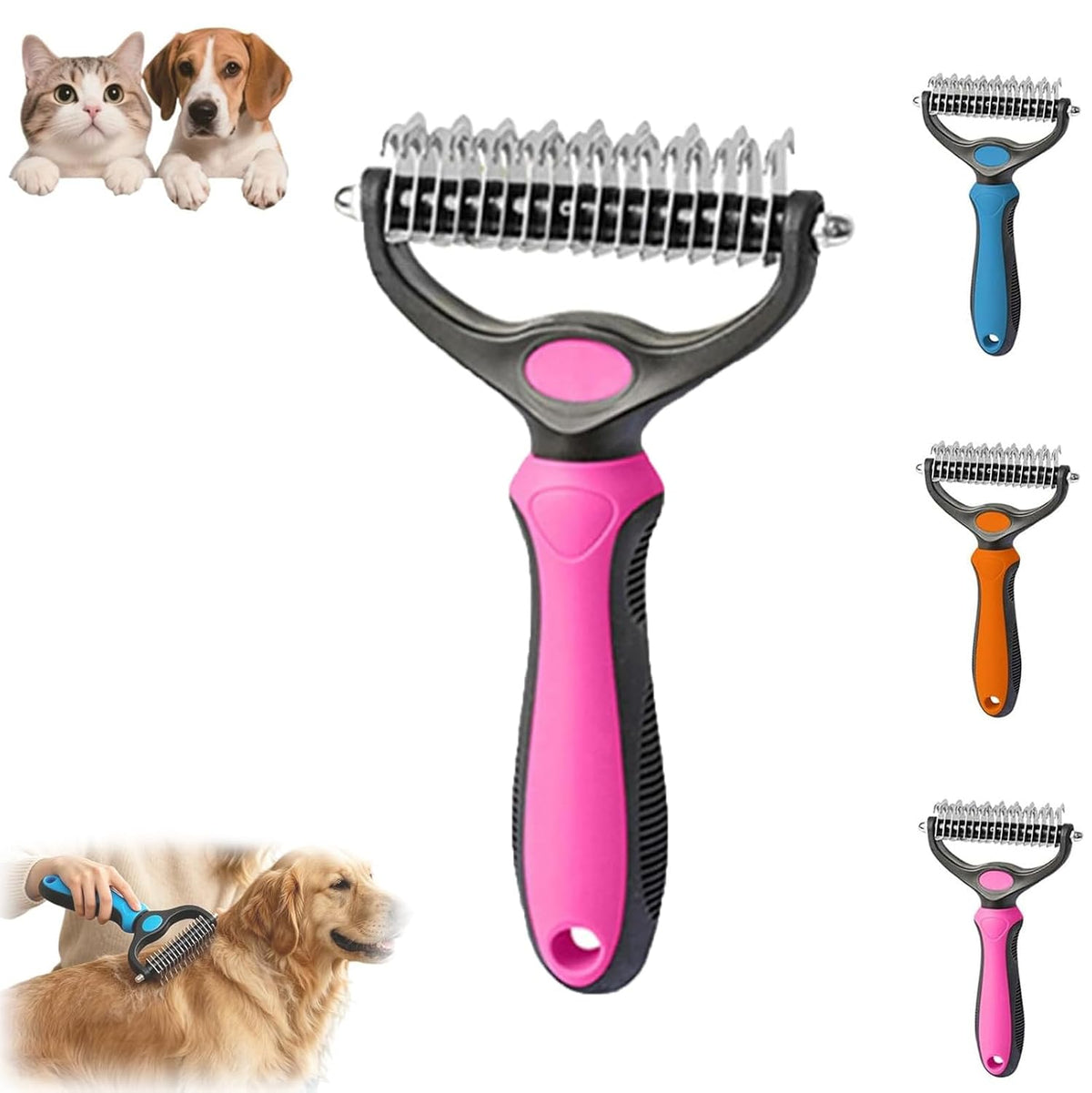Pet Pro - Herramienta de aseo personal, cepillo para perros 2 en 1...
