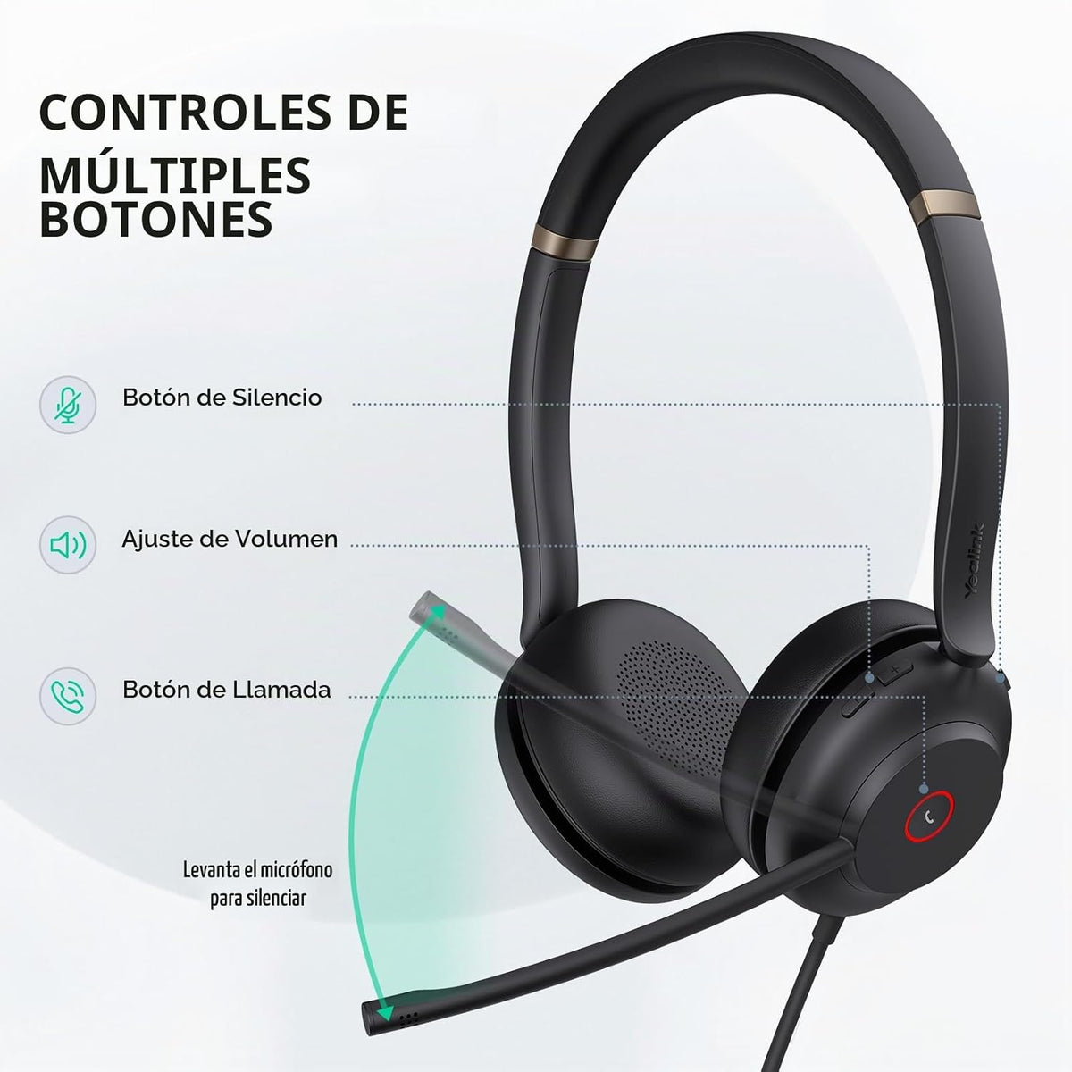 Auriculares para PC Yealink UH37 con micrófono para auriculares con...