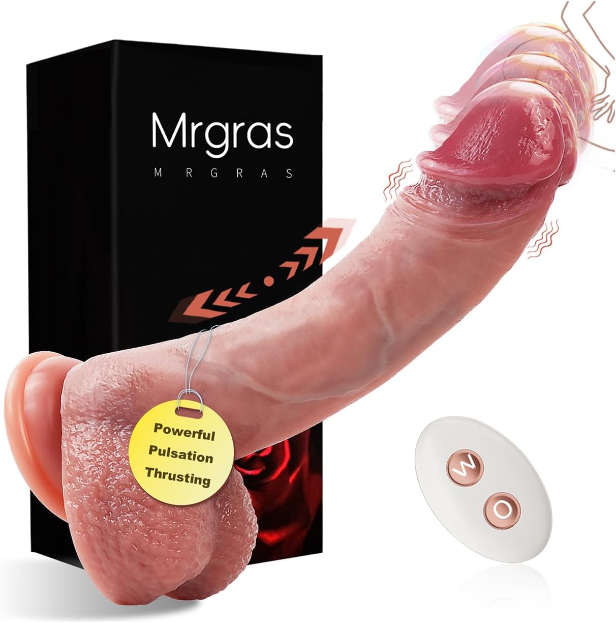 Mrgras Juguetes sexuales vibrador consolador con empuje, 3 pulsacio...