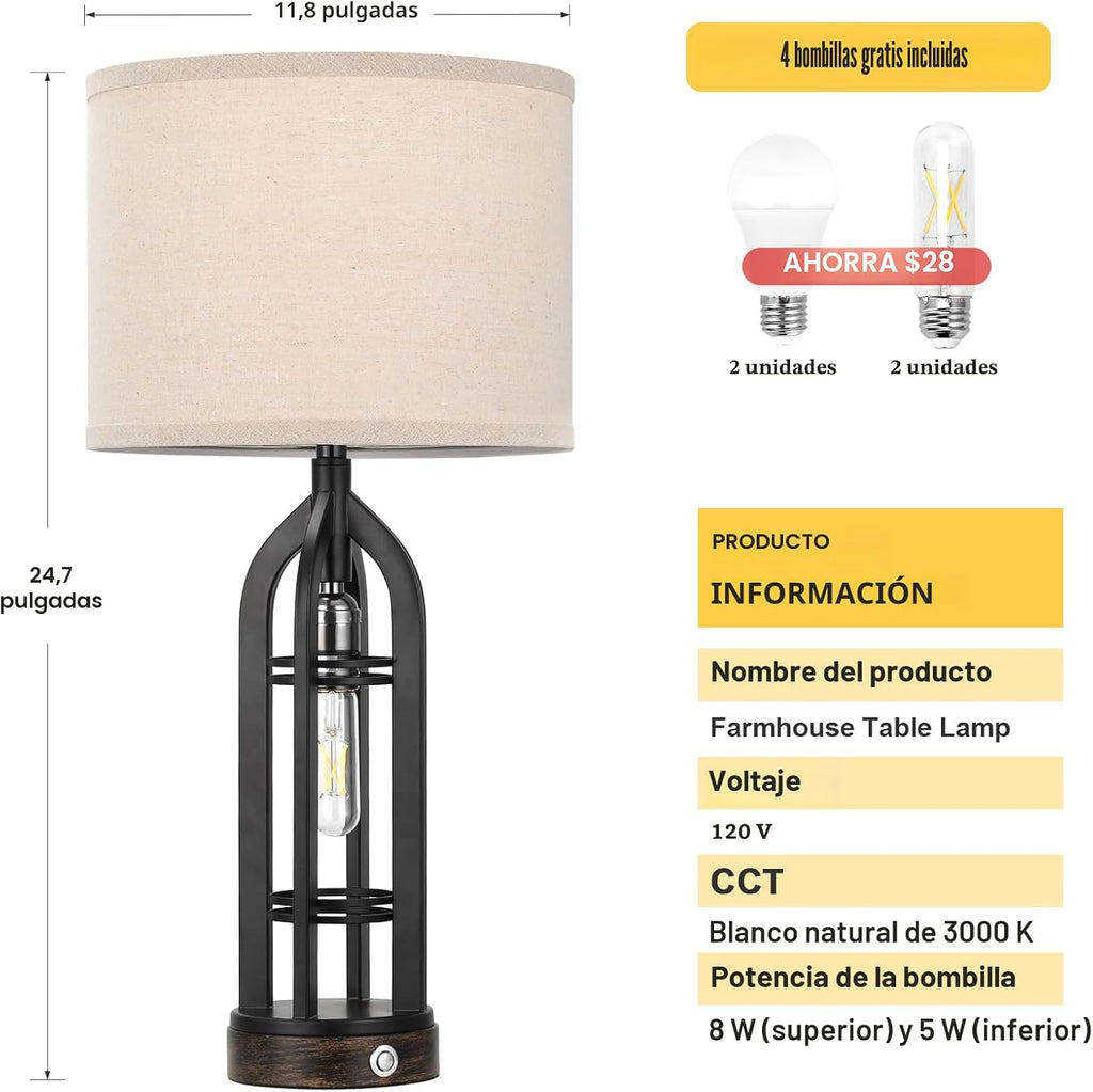 Seealle Lámparas de Mesa para Sala de Estar Juego de 2 - Lámpara de...
