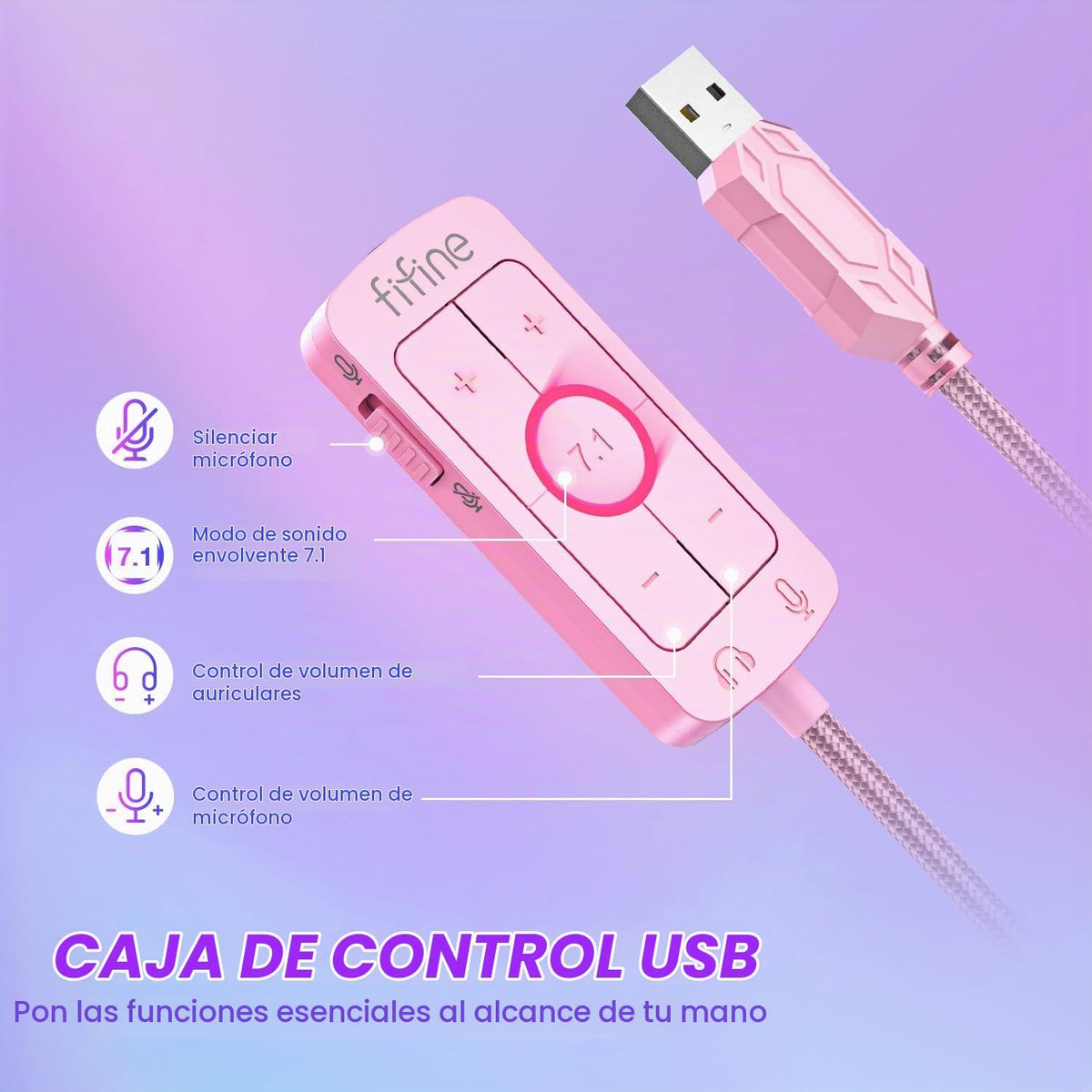 FIFINE Auriculares USB para juegos, auriculares con cable sobre la...