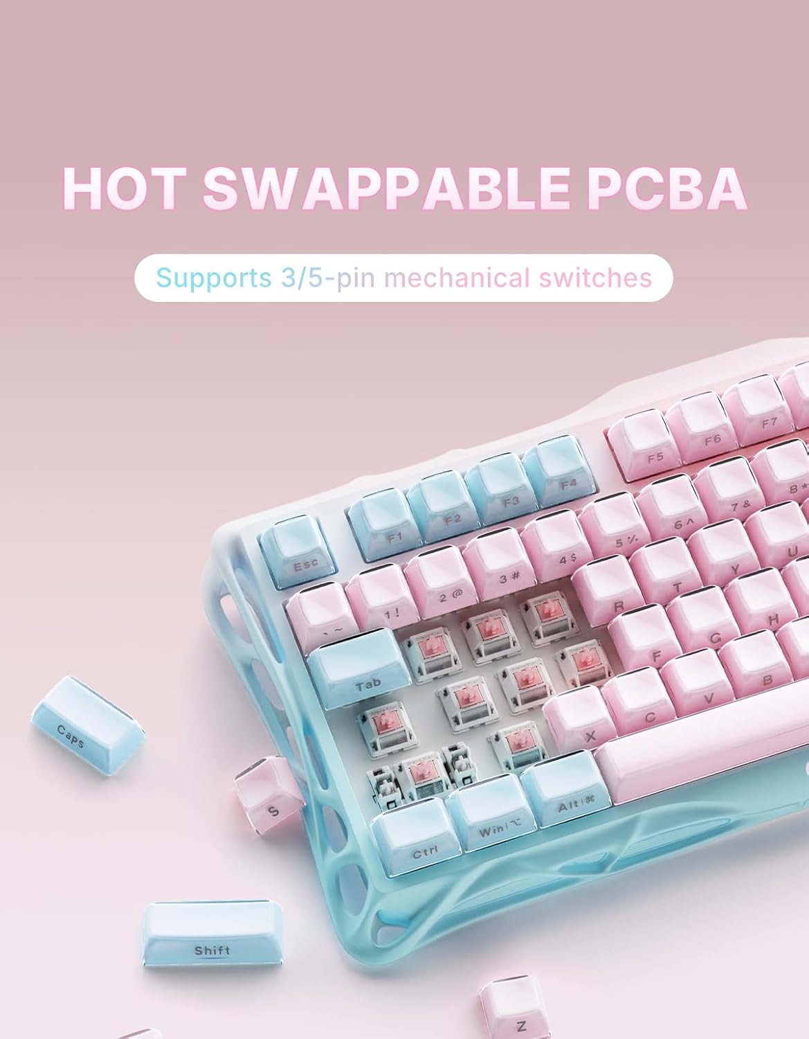 GravaStar Mercury K1 Lite 75% teclado para juegos, teclado inalámbr...