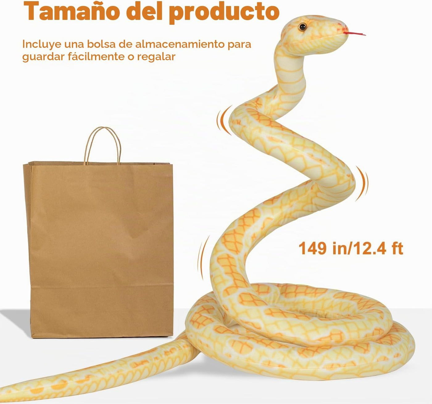 BRINJOY - Peluche de serpiente gigante, 149 pulgadas de gran animal...
