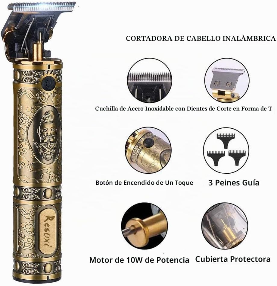 RESUXI Cortadora de pelo inalámbrica para hombres, cortadora de pel...