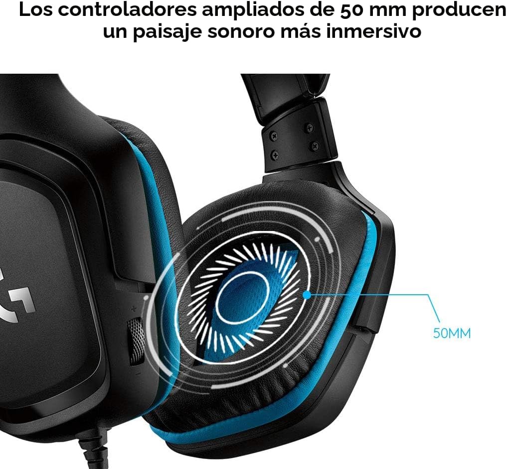 Logitech G432 Auriculares para juegos con cable, sonido envolvente...