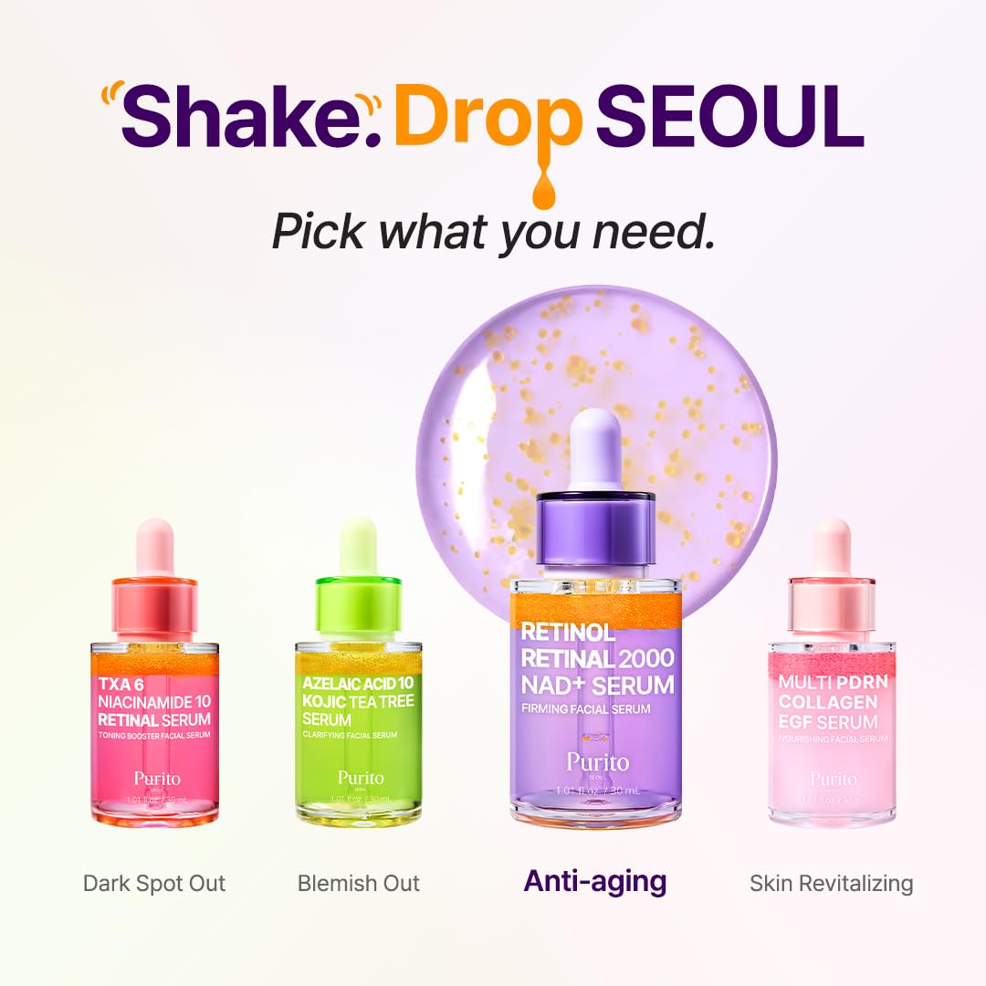 PURITO Retinol 0.1% + Retinal 0.1% Serum para pieles sensibles, 1.0...