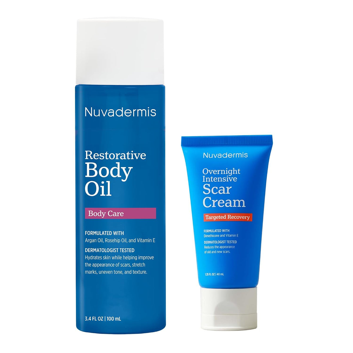 NUVADERMIS Aceite corporal reparador y crema intensiva para cicatri...