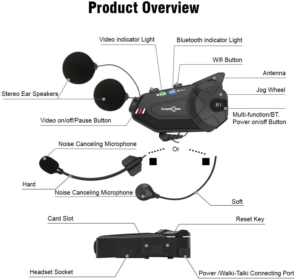 FreedConn R1plus - Casco de motocicleta con Bluetooth e intercomuni...