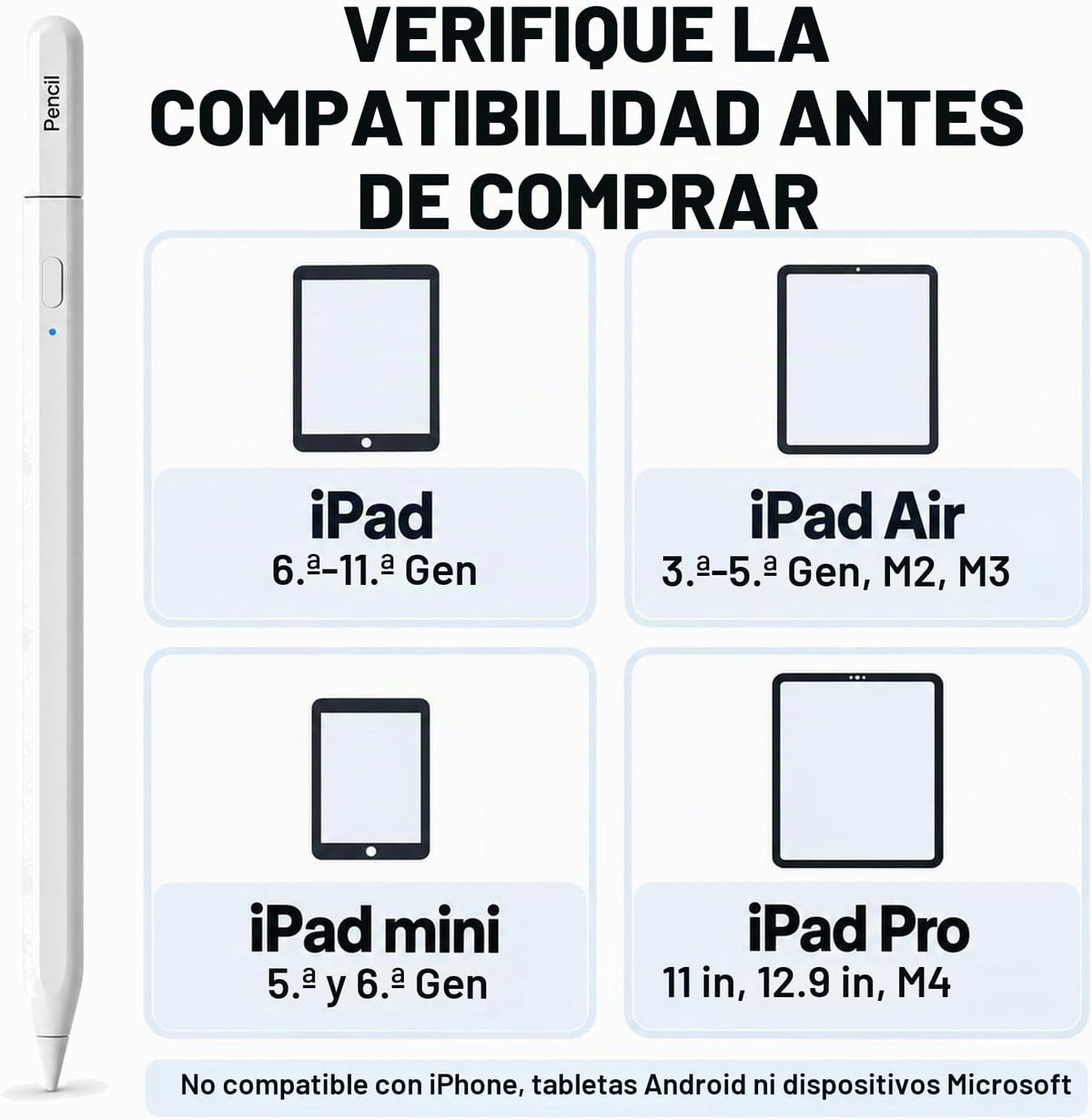 NexaNoble - Lápiz óptico para iPad 2018-2026, rechazo de palma y se...