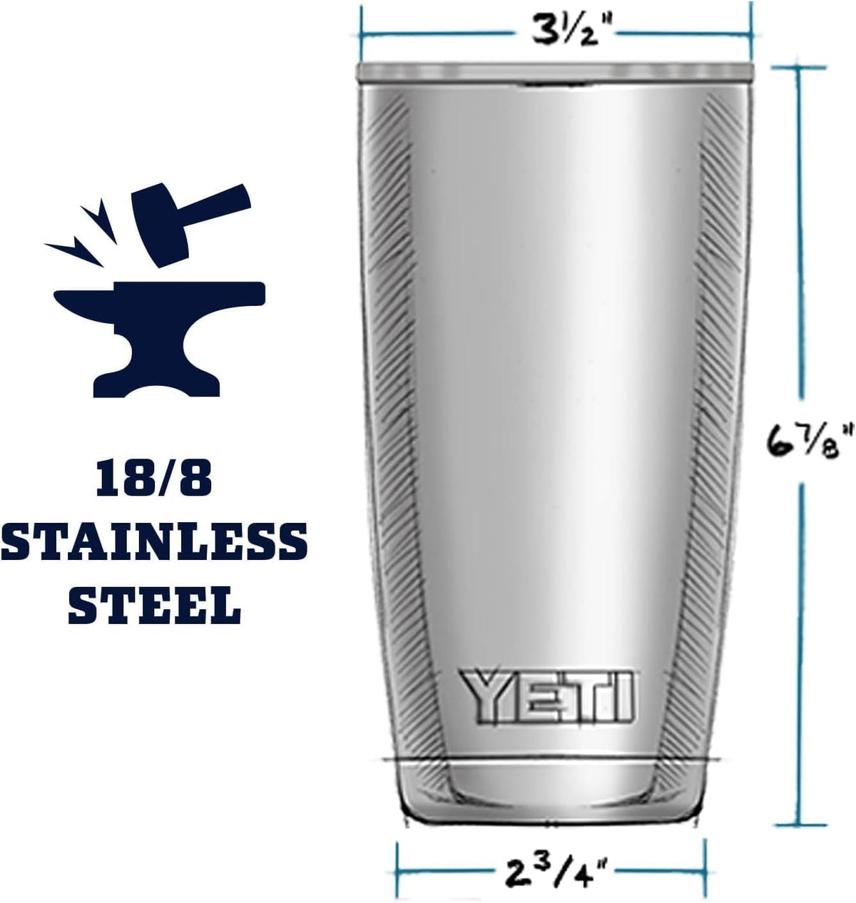YETI Rambler - Vaso de acero inoxidable con aislamiento al vacío de...