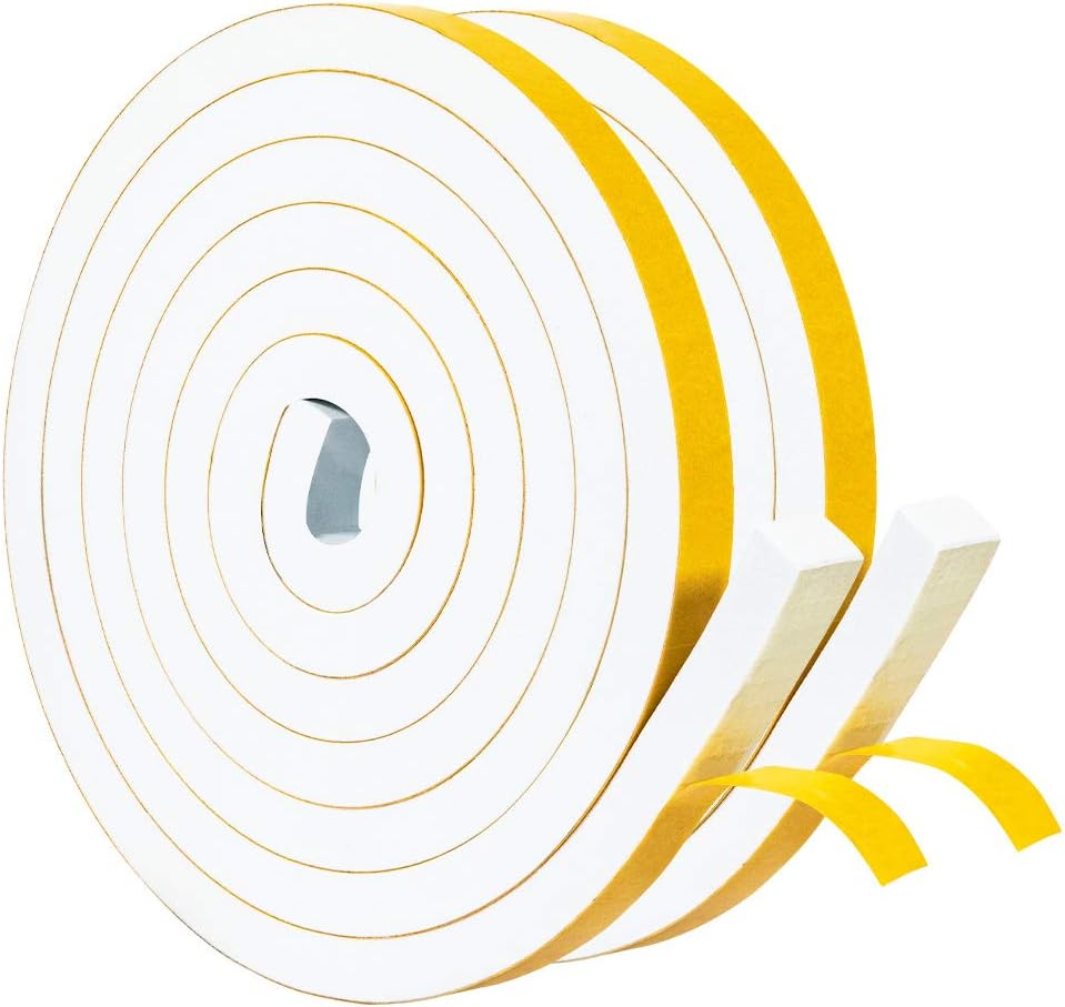 Yotache Cinta de aislamiento de espuma blanca de 1\/2" x 1\/2&#...