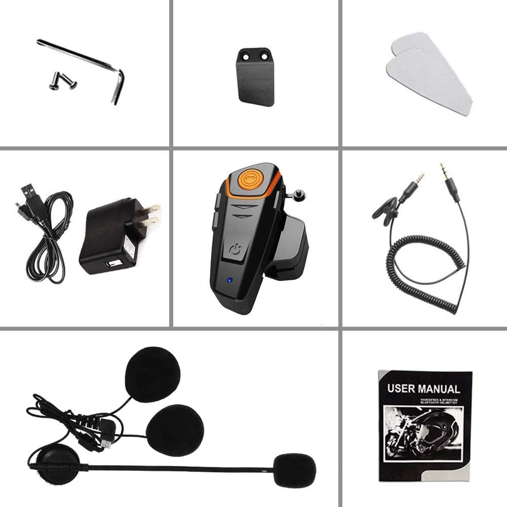 Dgakcvb Auriculares Bluetooth para motocicleta, BT-S2 Bluetooth 5.0...