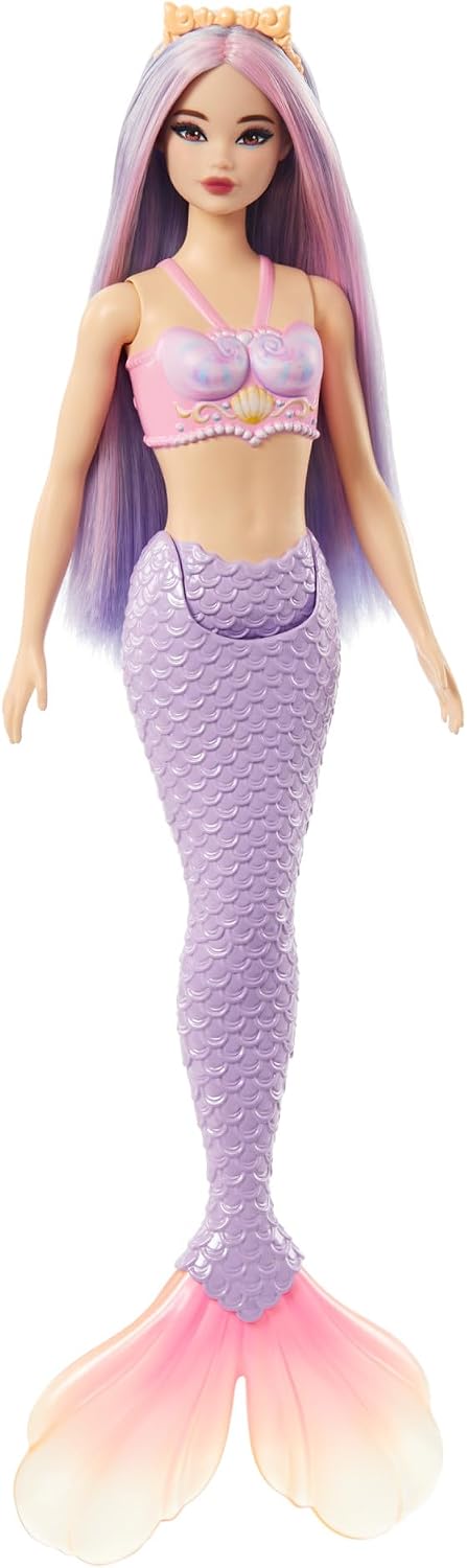Barbie Muñeca de sirena con accesorio de pelo y diadema de fantasía...