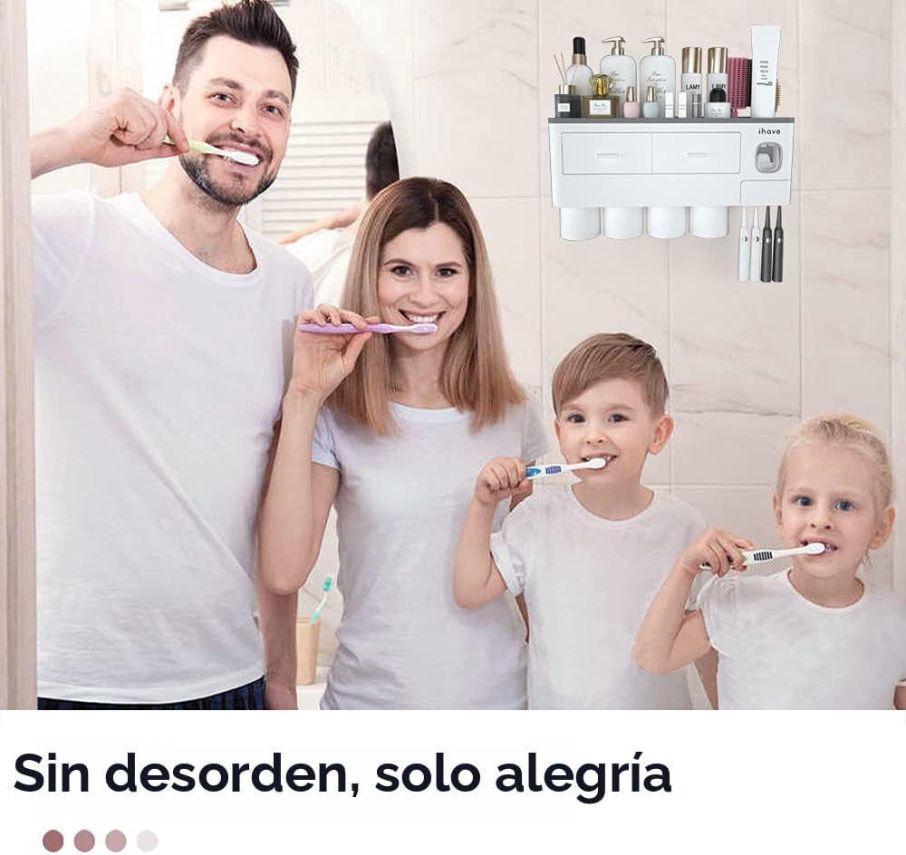 iHave Soportes para cepillos de dientes montados en la pared con |...