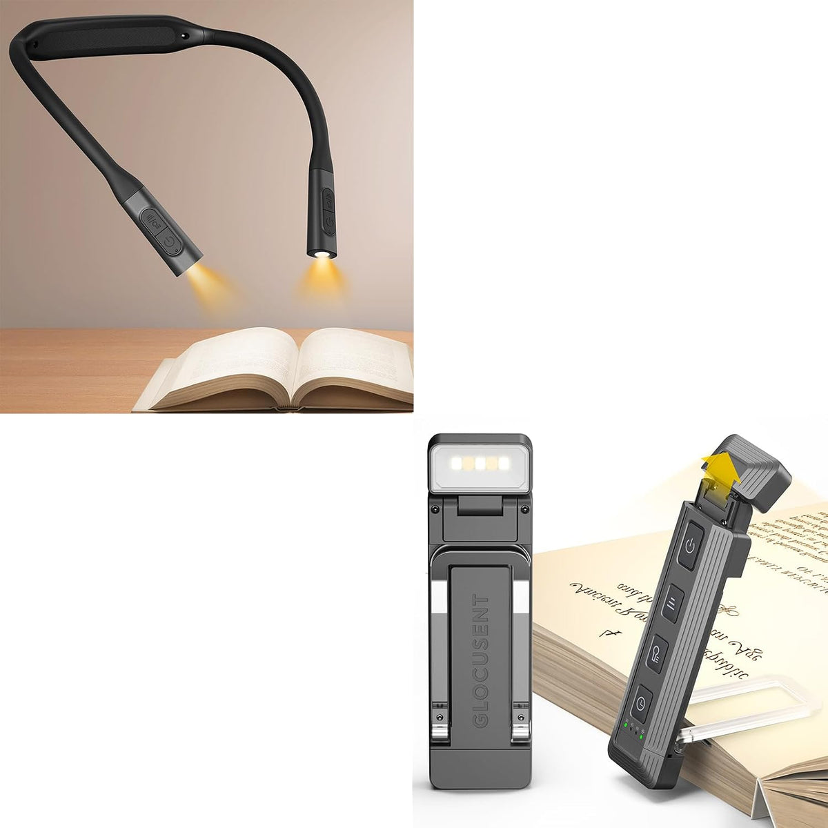 Glocusent Juego de luces de lectura: luz de cuello manos libres (12...