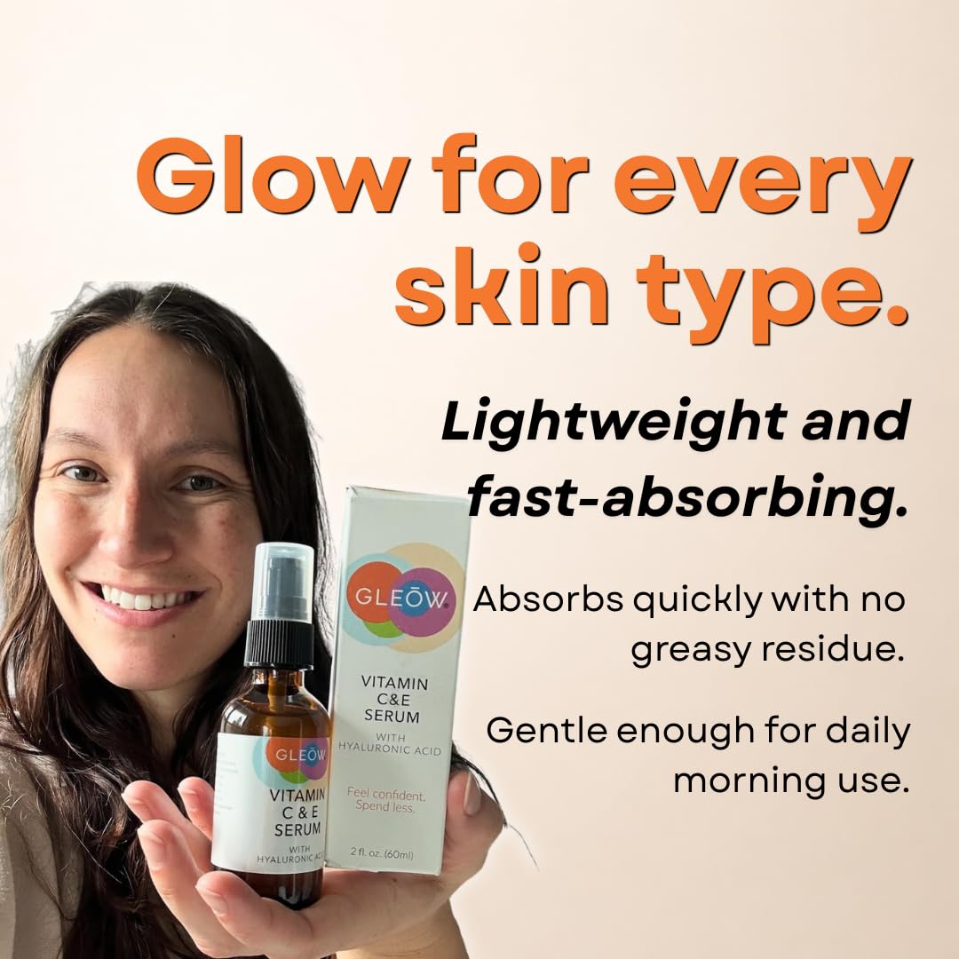 GLEOW - Suero de vitamina C para rostro con ácido hialurónico y vit...