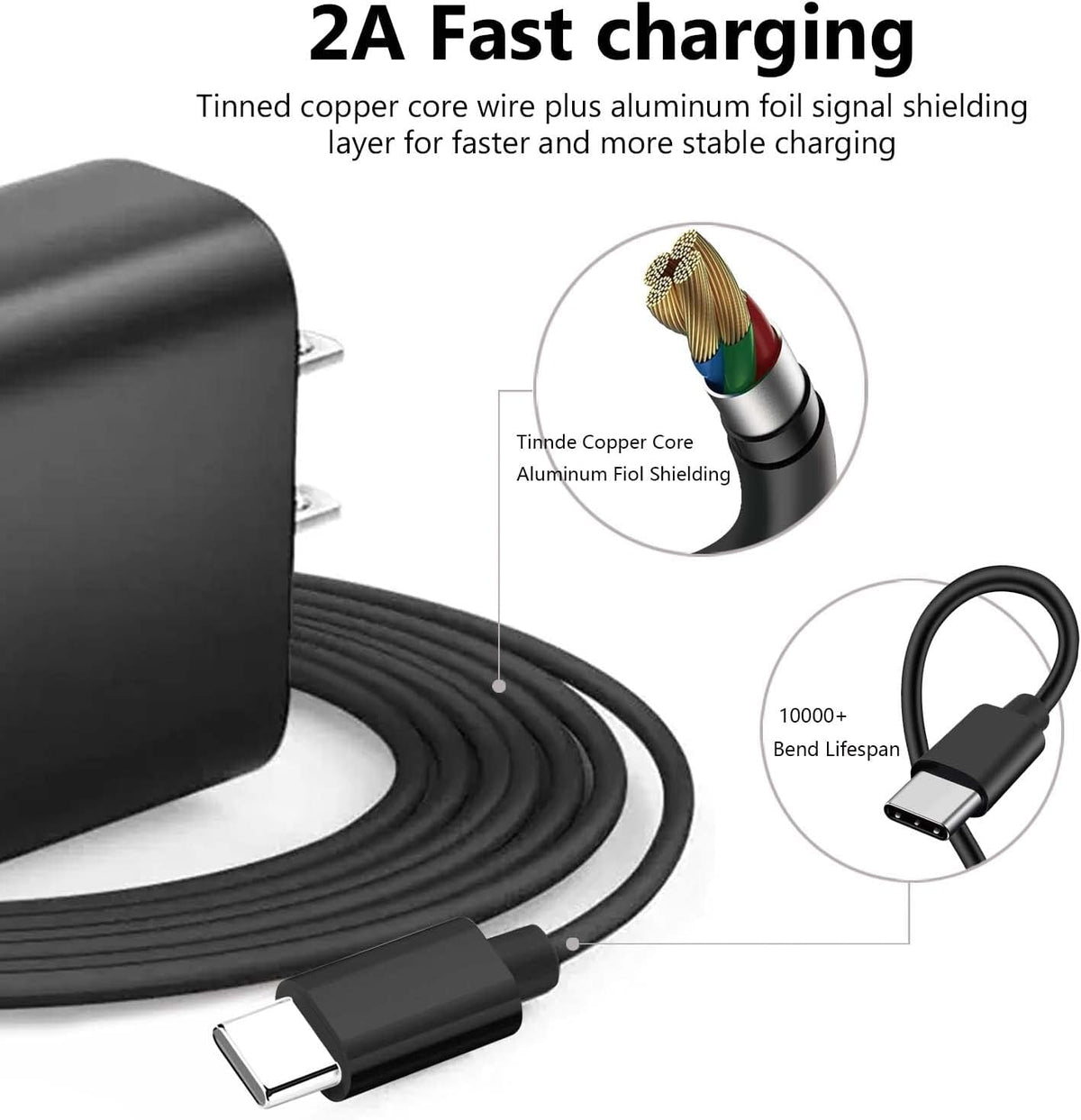 Cargador de luz LED de cuello de repuesto, cable de carga USB C, ca...