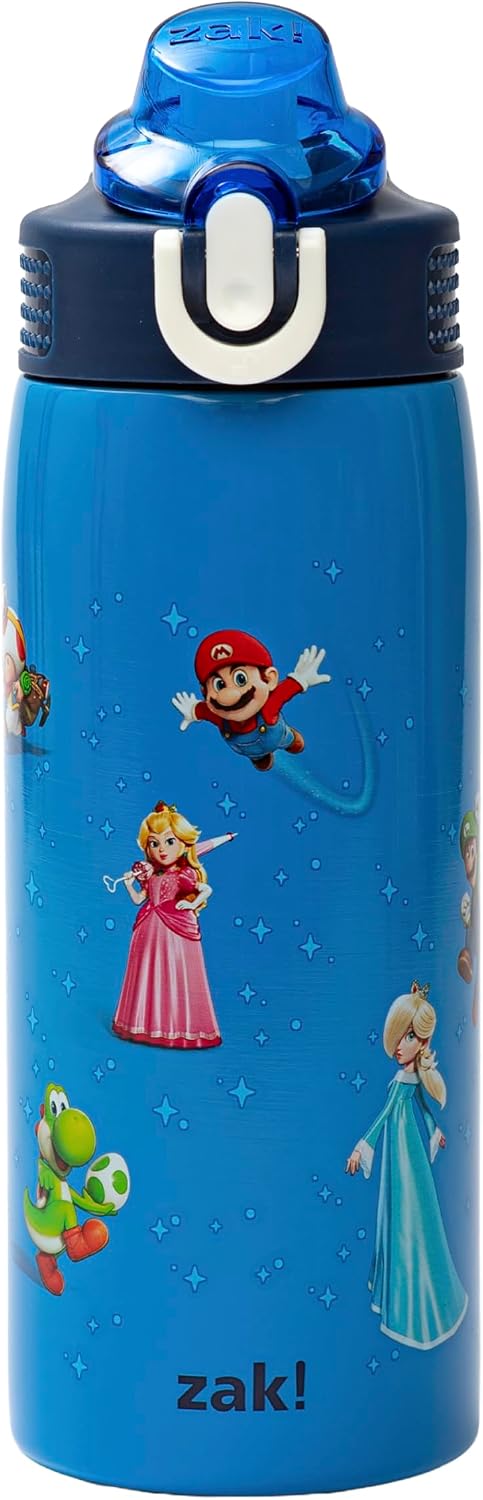 Zak Designs Super Mario Movie Sage - Botella de agua para niños con...