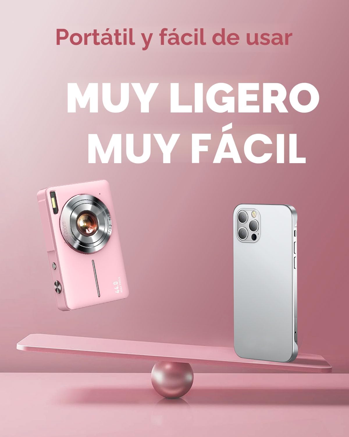 Lecran Cámara digital, FHD 1080P - Cámara de apuntar y disparar par...