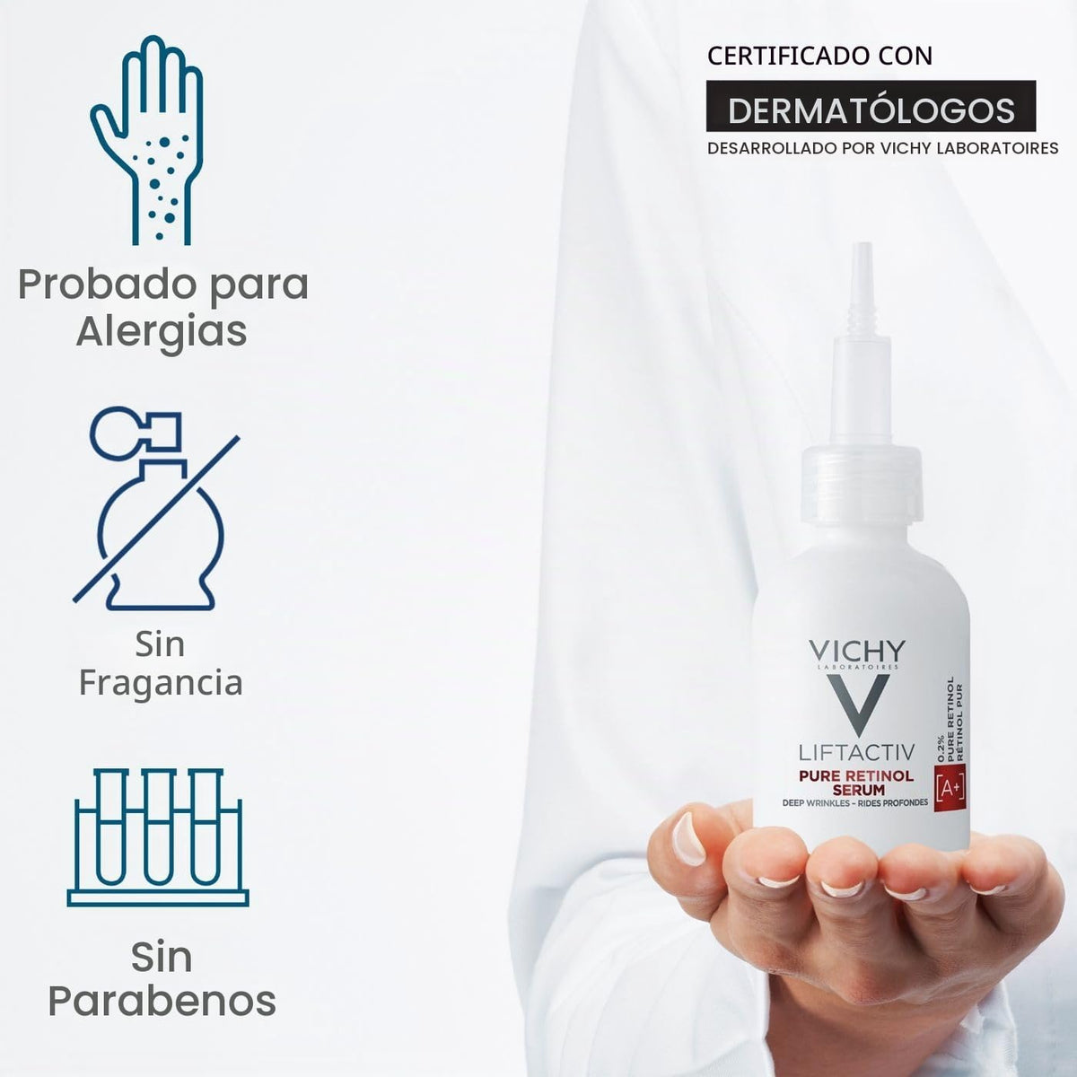 Vichy LiftActiv - Suero de retinol puro al 2% para cara con péptido...