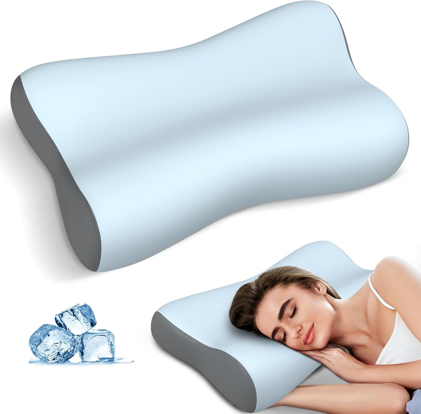 Almohada cervical para el cuello, almohadas de espuma viscoelástica...
