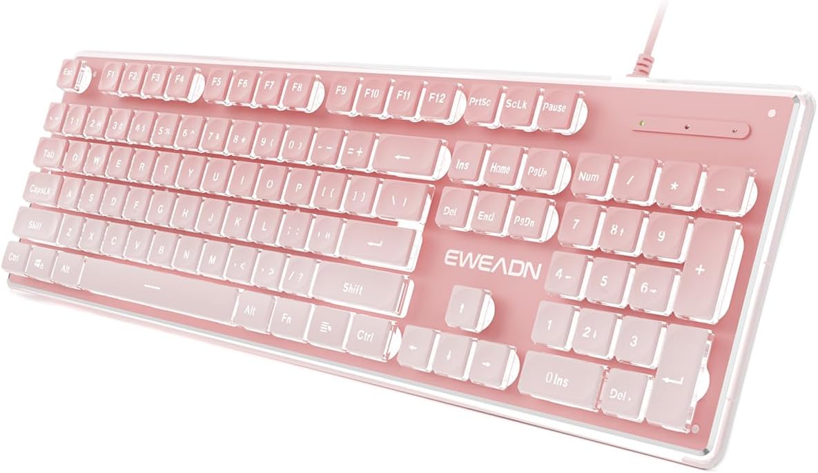 Teclado con cable con teclas tipo pudín con retroiluminación blanca...