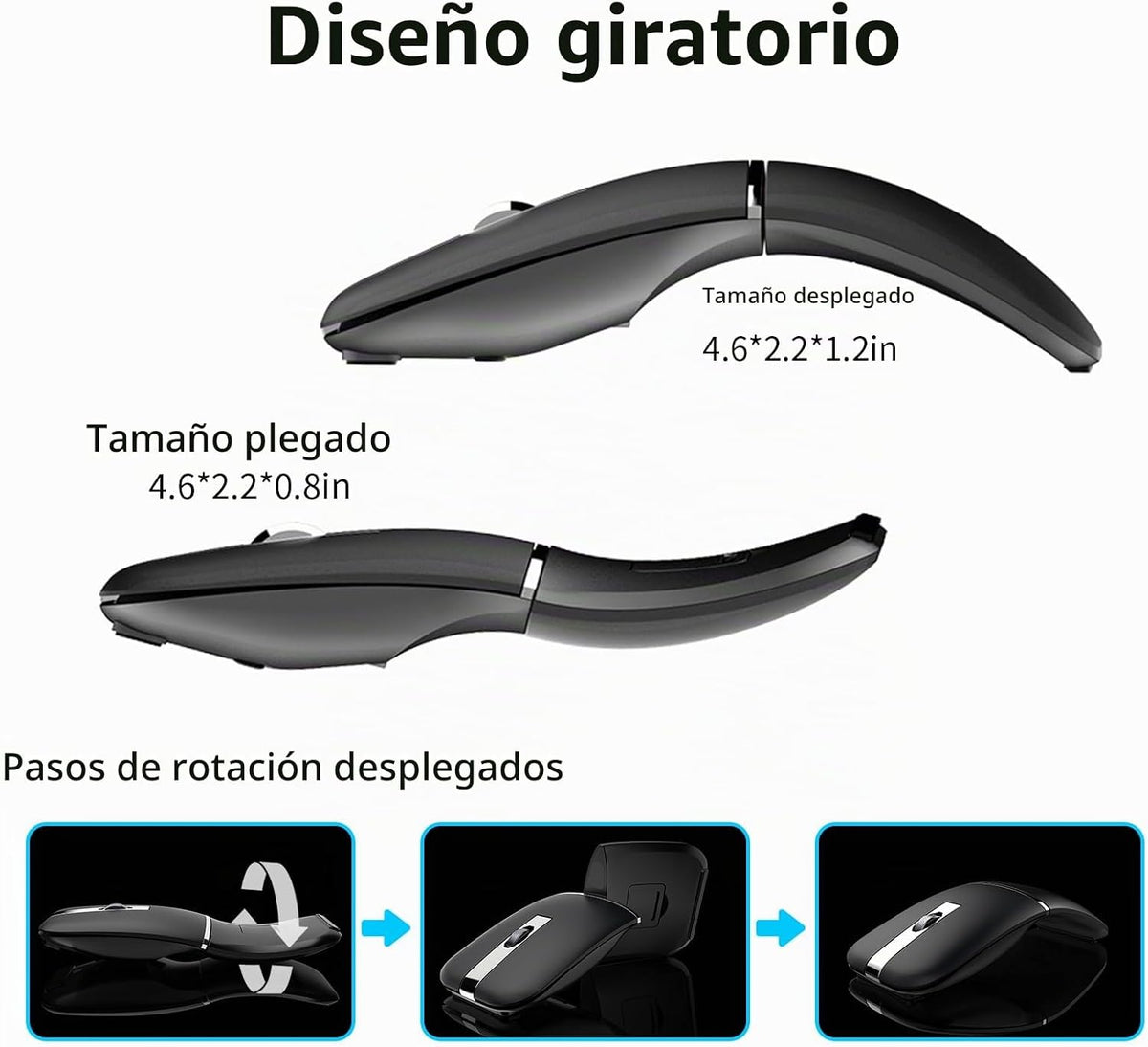 Ratón de viaje Bluetooth Arc - Modo dual inalámbrico BT y USB, reca...
