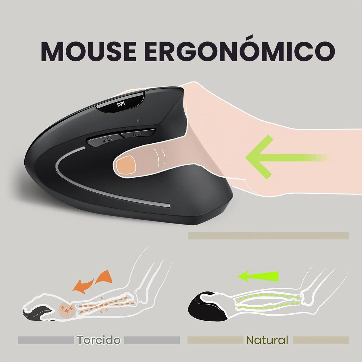 Perixx PERIMICE-713 Ratón vertical ergonómico inalámbrico - 800\/12...