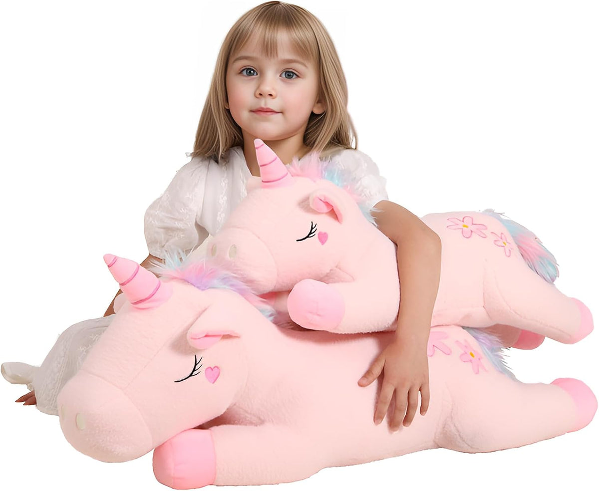 Peluche de unicornio rosa gigante lindo de 32 pulgadas, almohada de...