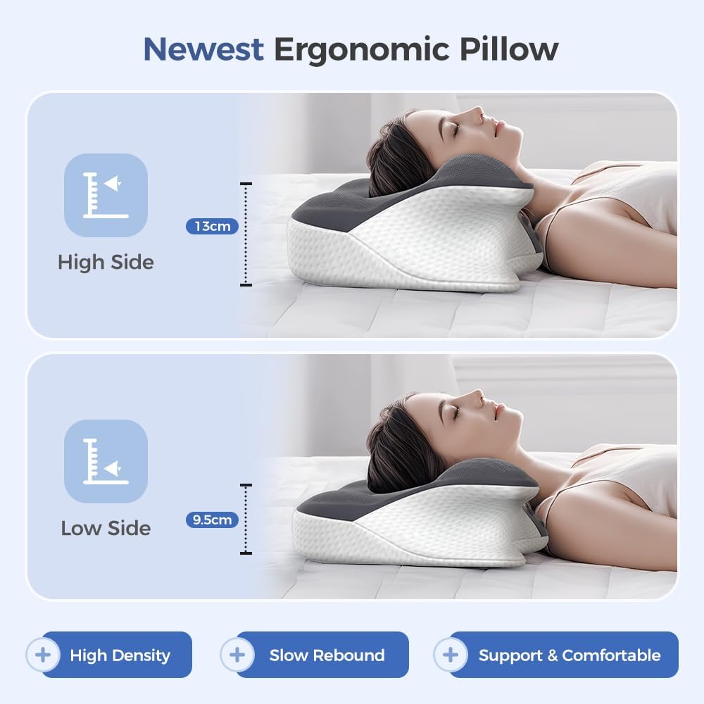 BNXIANG Almohada cervical para aliviar el dolor de cuello, almohada...