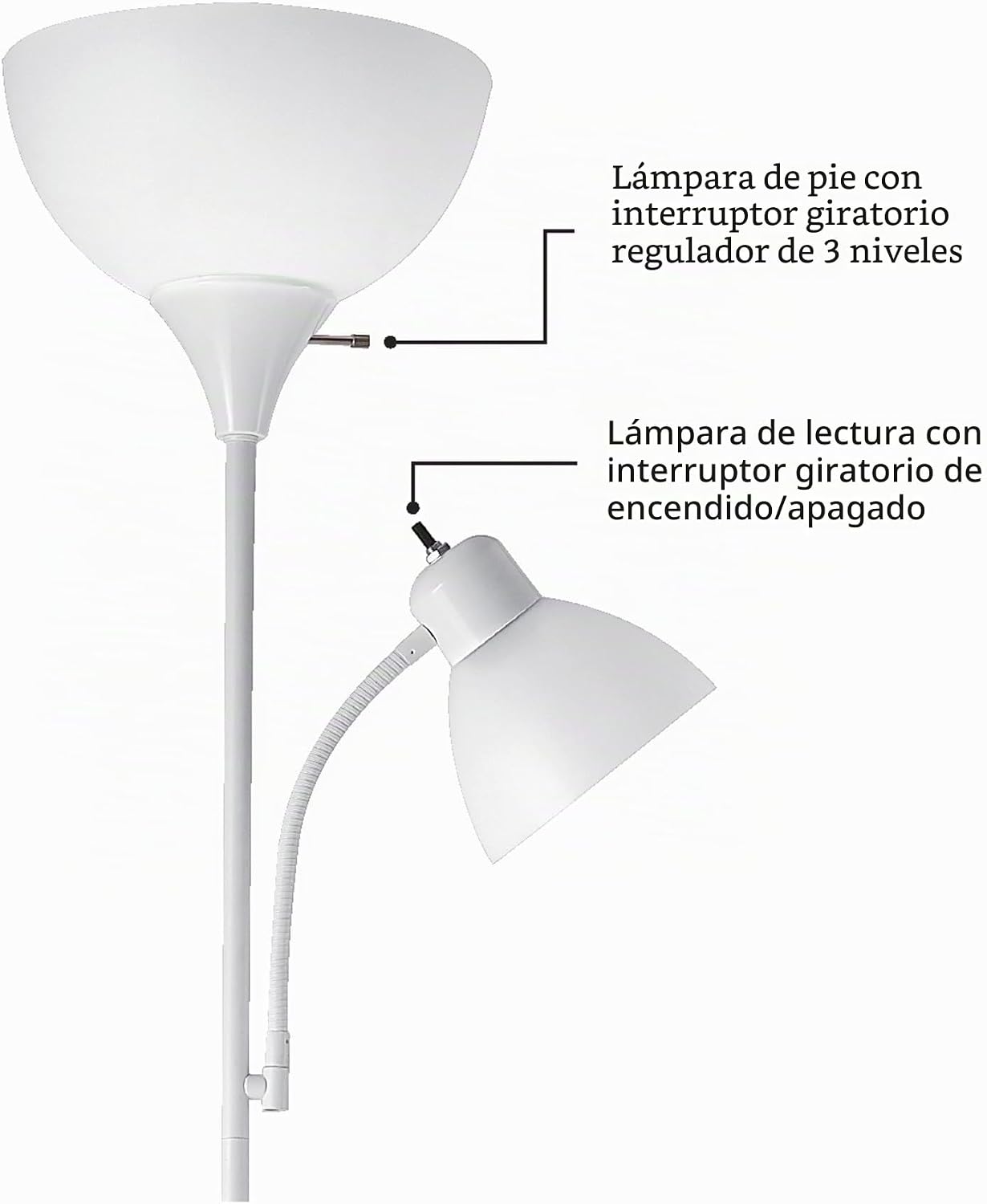 Globe Electric 67136 Delilah - Lámpara de pie, color blanco, 72.88...