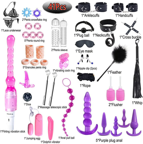 41 unids SM Bondage Restricción Vibrador Silicona Anal Plug Juguete...