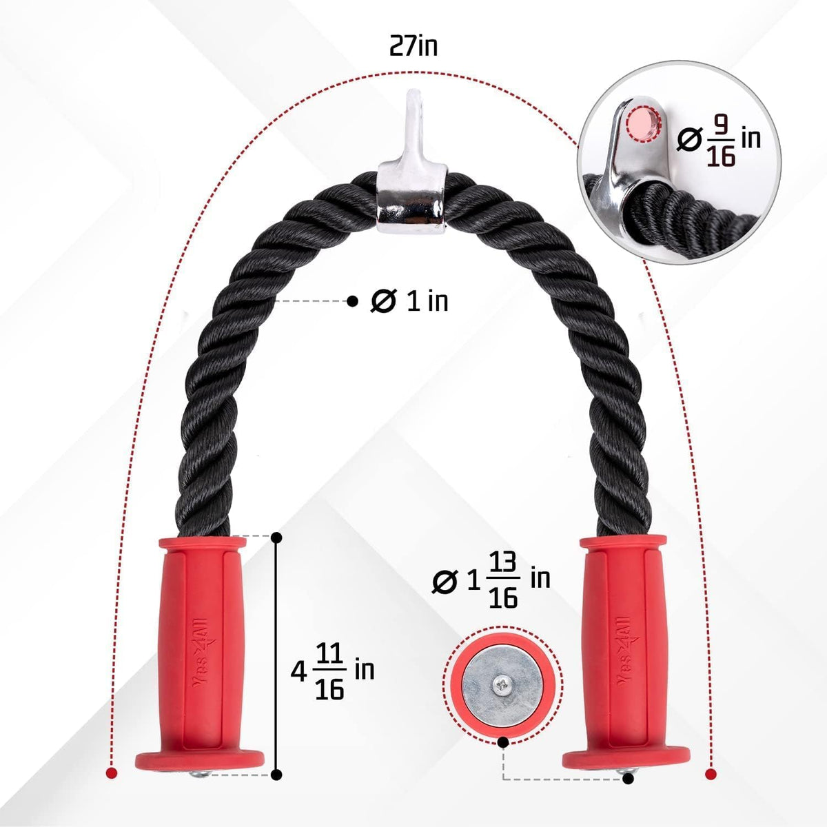 Yes4All Accesorio de cable de cuerda de tríceps de lujo, 27 y 36 pu...
