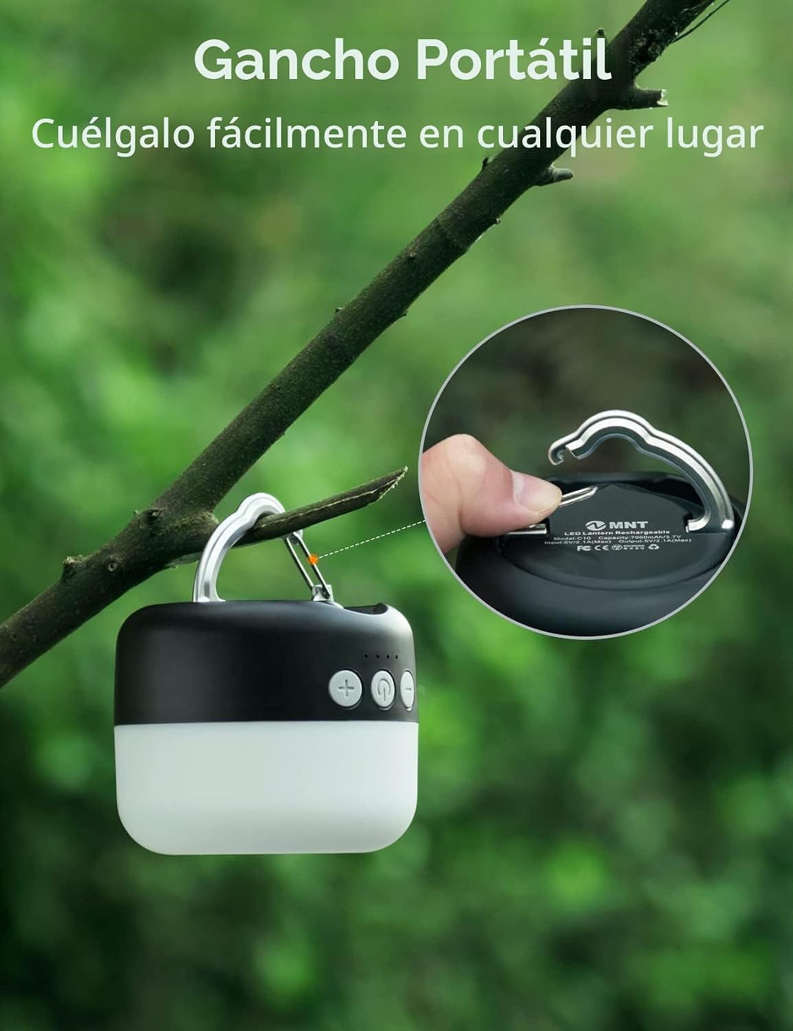 Linterna LED para Campamento Recargable 1000LM, Hasta 300H de Tiemp...