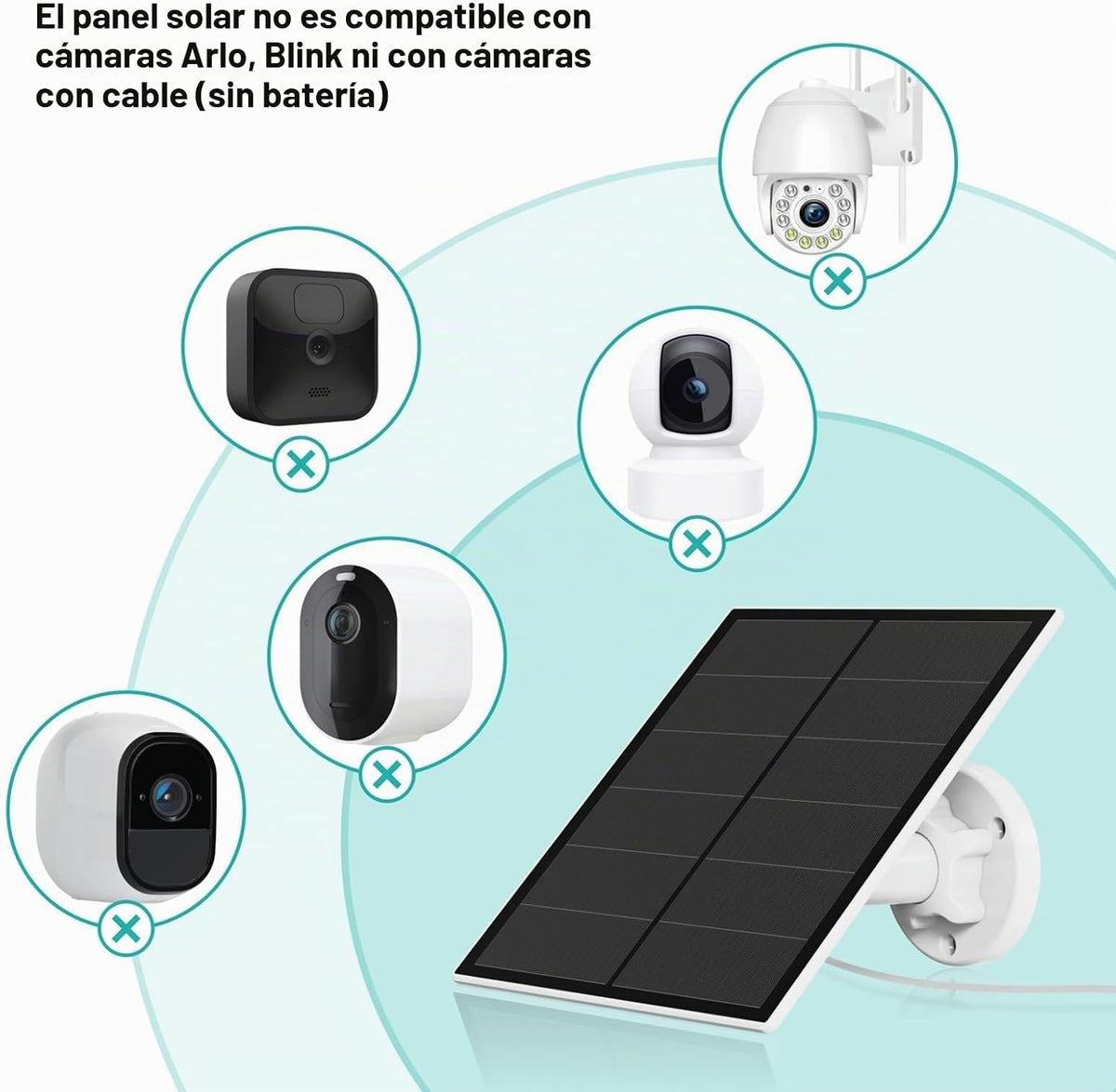 Panel solar para cámara de seguridad, panel solar USB de 5 W compat...
