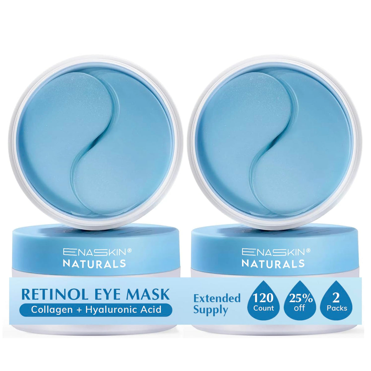 Enaskin Naturals Parches para debajo de los ojos para ojeras: 60 pa...