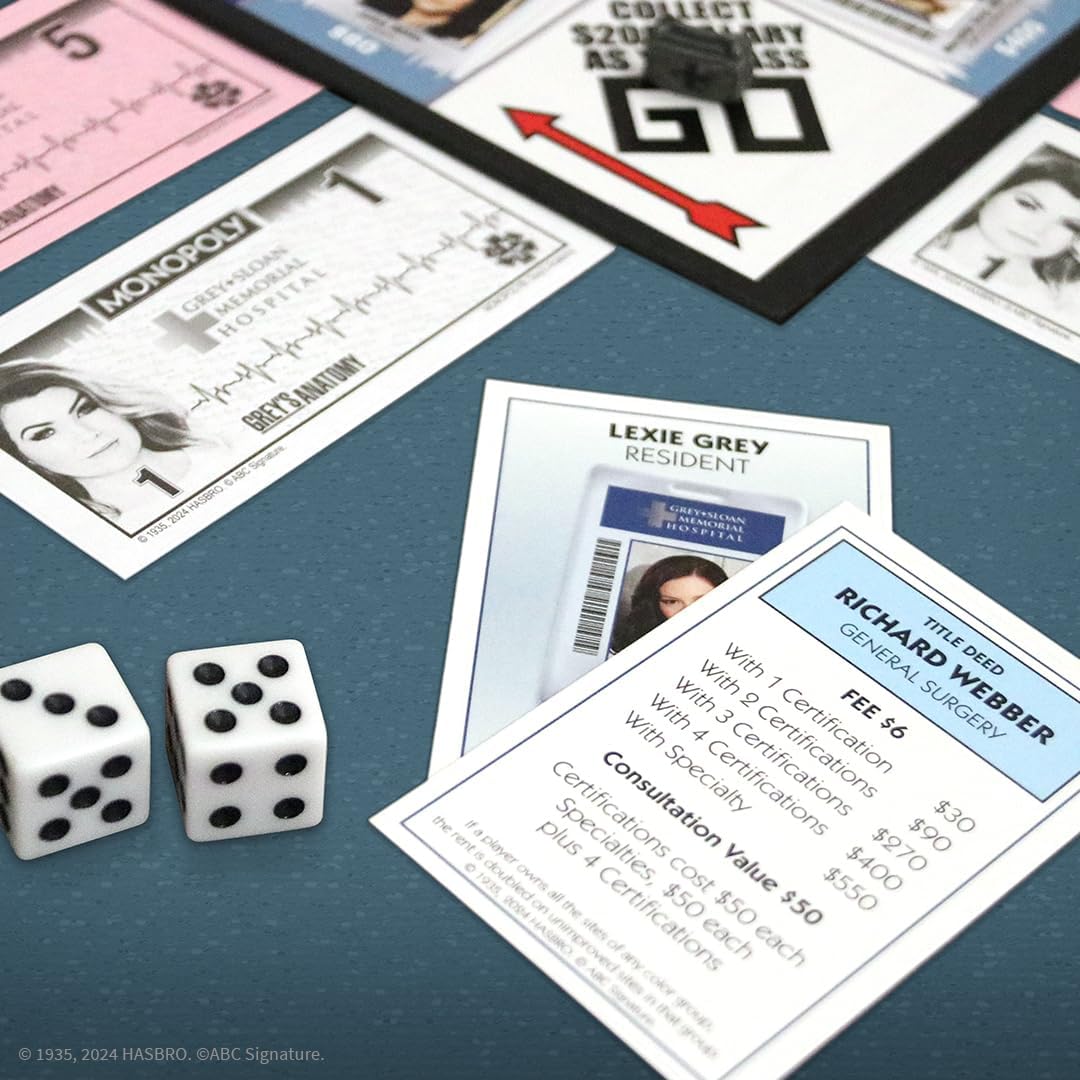 Monopoly: Grey"s Anatomy - Juego de mesa | Con ferry, portapape...