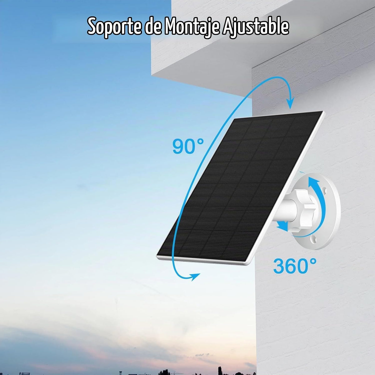 VUEBEE Panel solar de 2 W para cámaras de seguridad, USB-C\/Micro U...