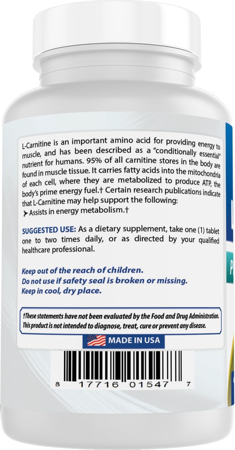 Best Naturals L-Carnitina 1000mg 60 tabletas (60 unidades (paquete...