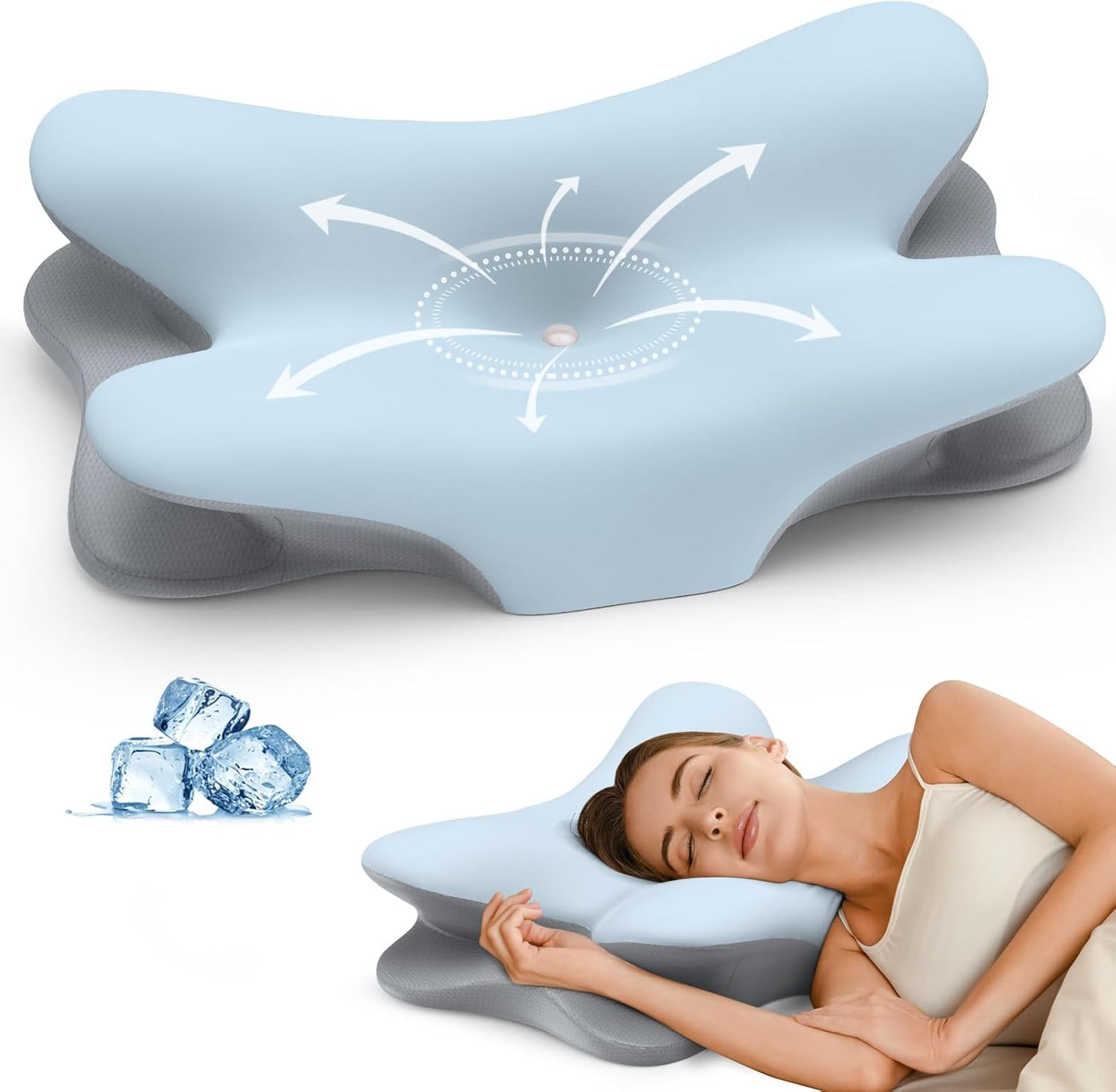 Almohada cervical para el cuello para aliviar el dolor, almohada er...