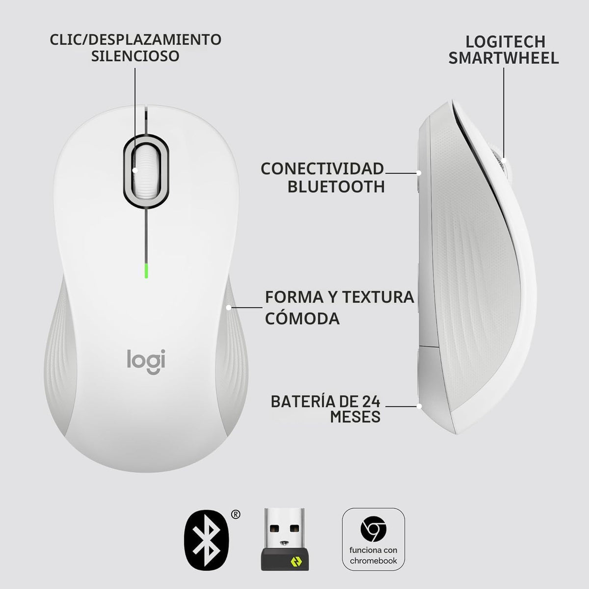 Logitech Signature M550 - Ratón inalámbrico de tamaño pequeño a med...