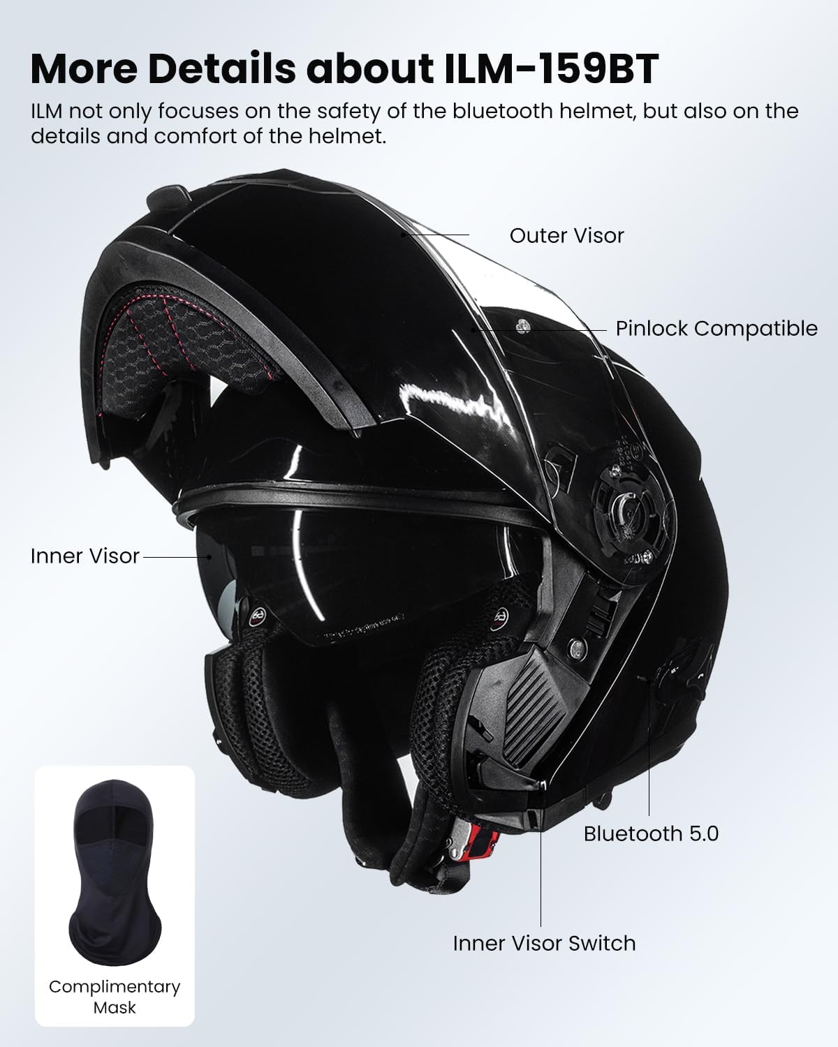 ILM 159BT - Casco de motocicleta modular Bluetooth con intercomunic...