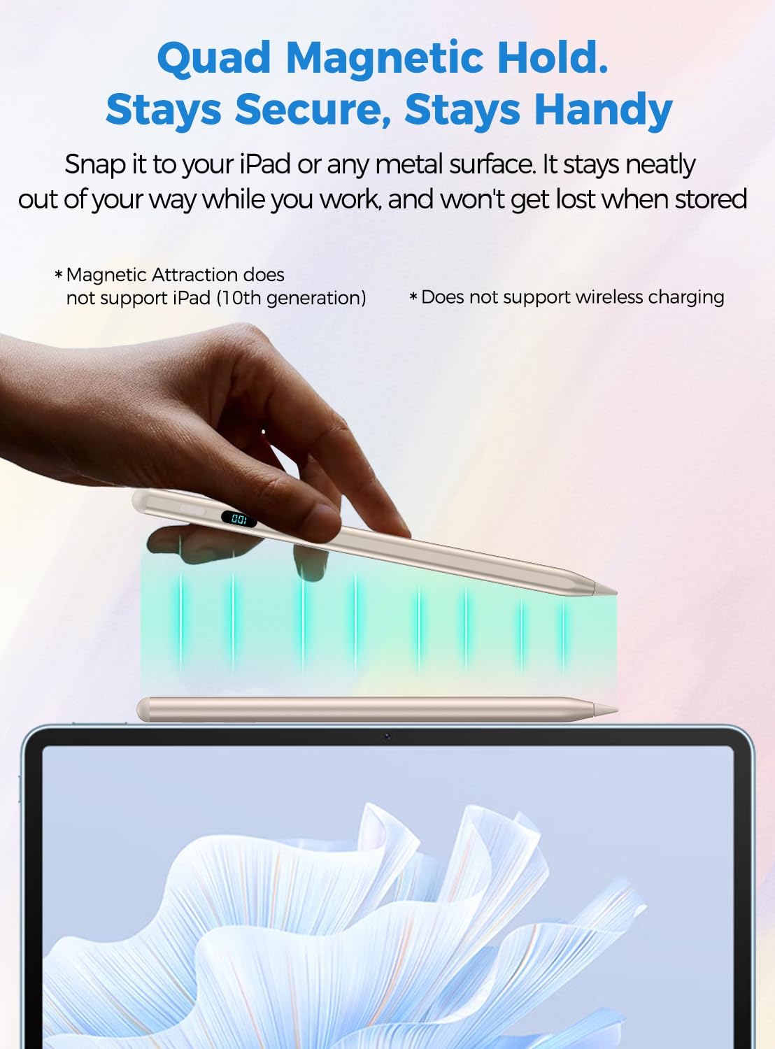 Lápiz óptico para iPad 2026-2018, magnético, rechazo de palma y car...