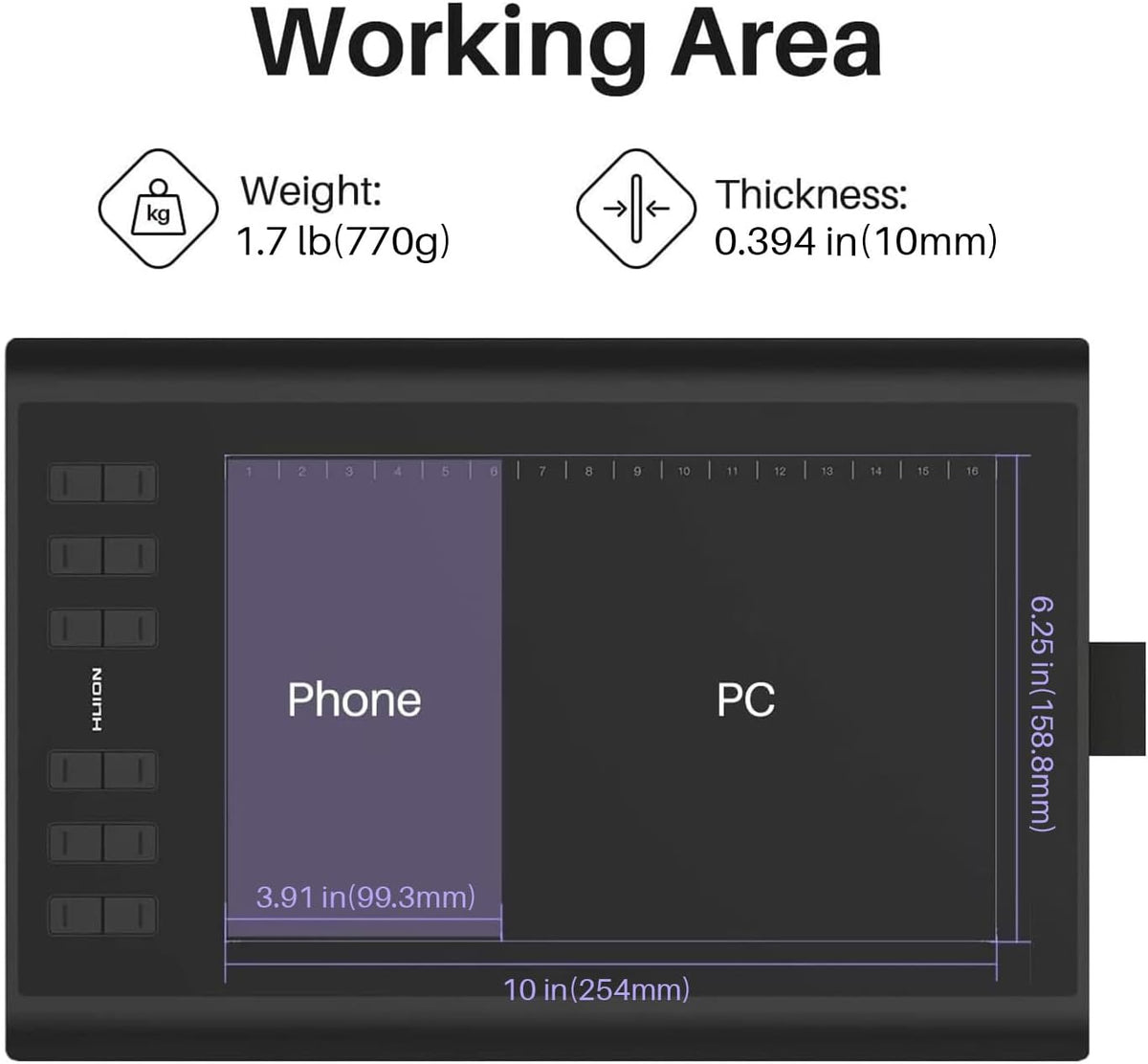HUION Inspiroy H1060P - Tableta de dibujo gráfico con sensibilidad...