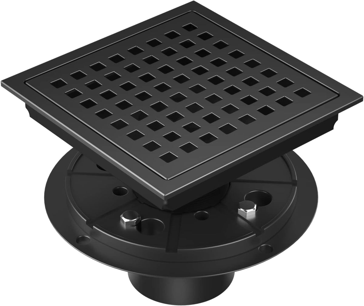 EXF Drenaje cuadrado de piso de ducha de 6 pulgadas negro mate con...