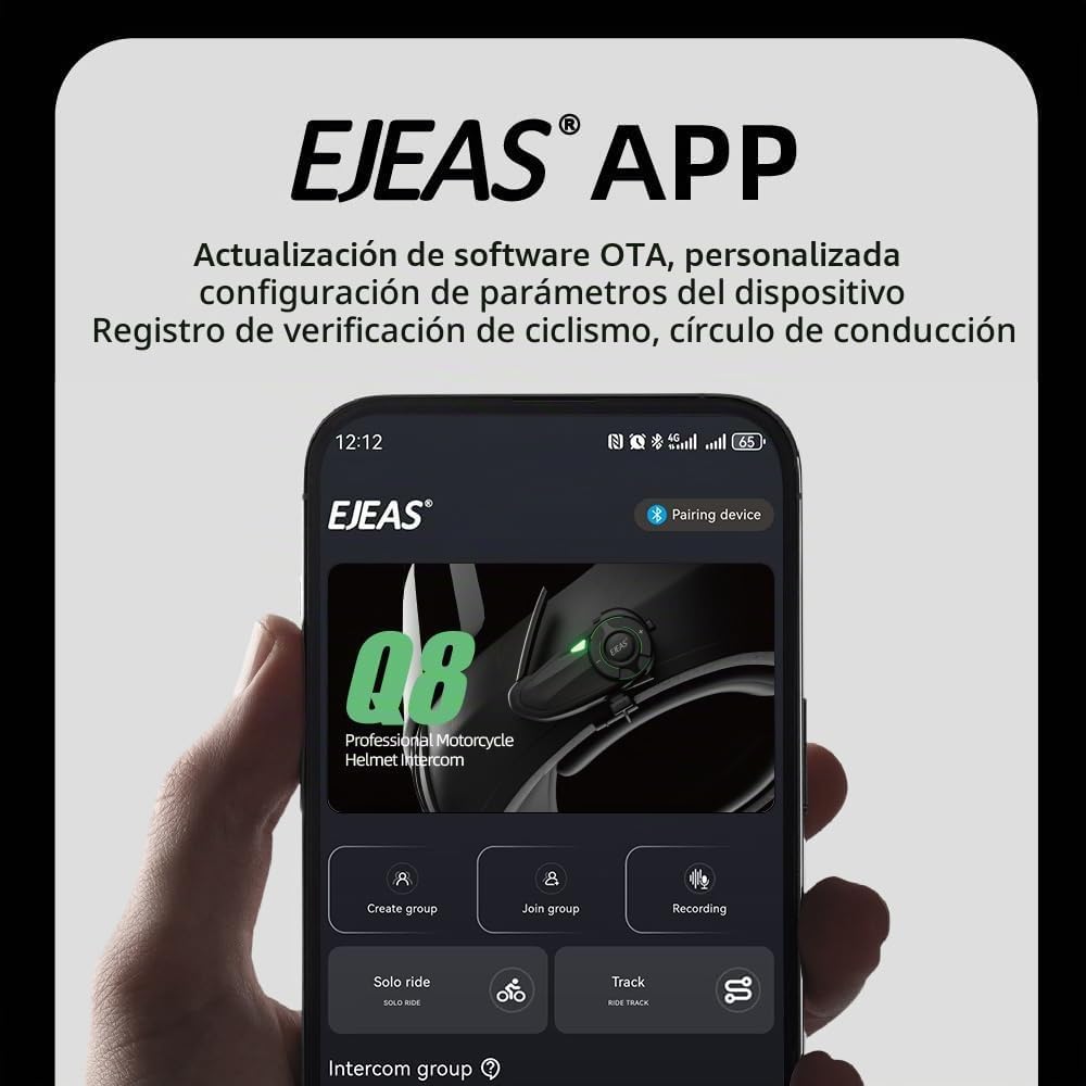 EJEAS Q8 Malla Bluetooth Casco Intercomunicador Auriculares 1 Pack...