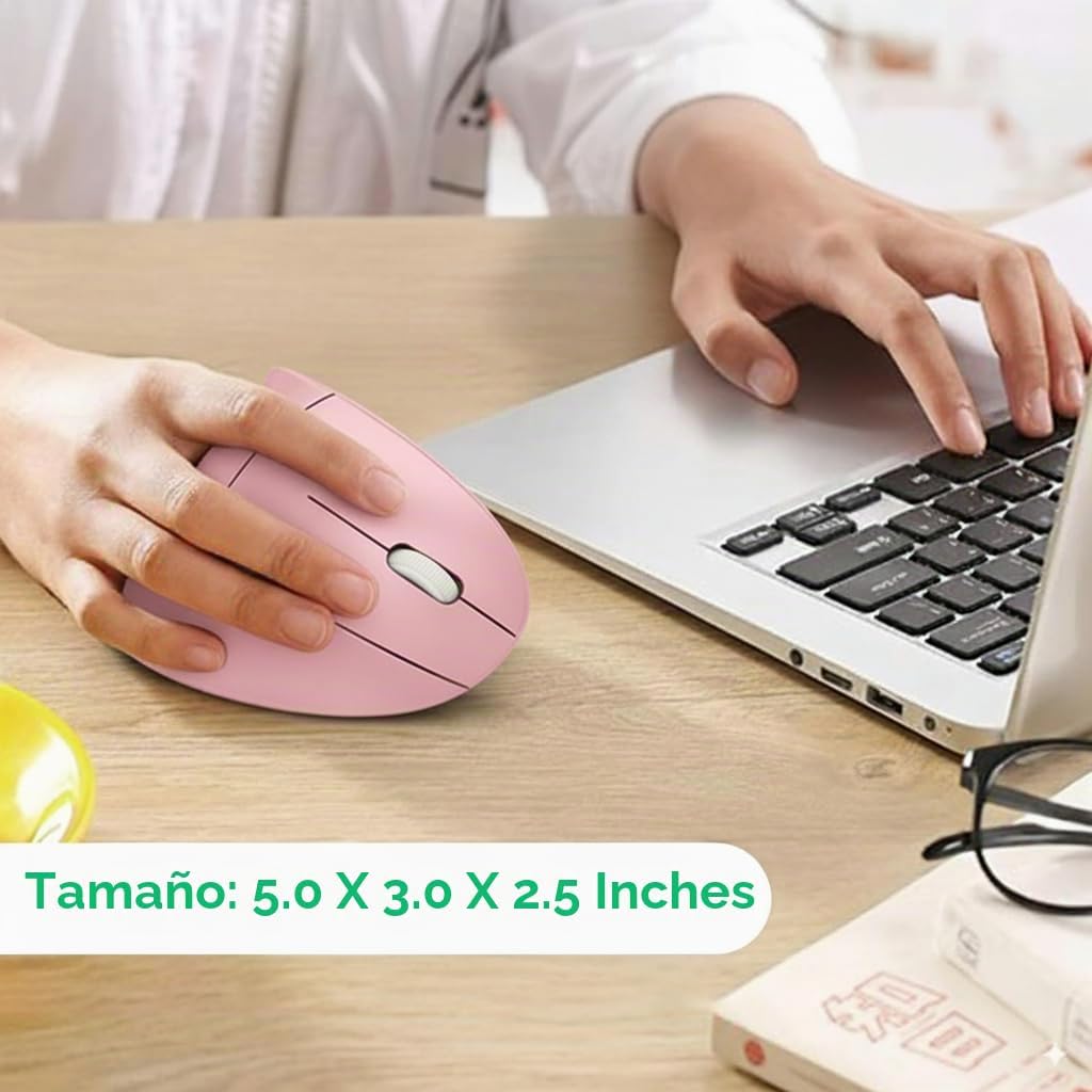 tlkawzy Ratón inalámbrico vertical ergonómico, elegante, recargable...